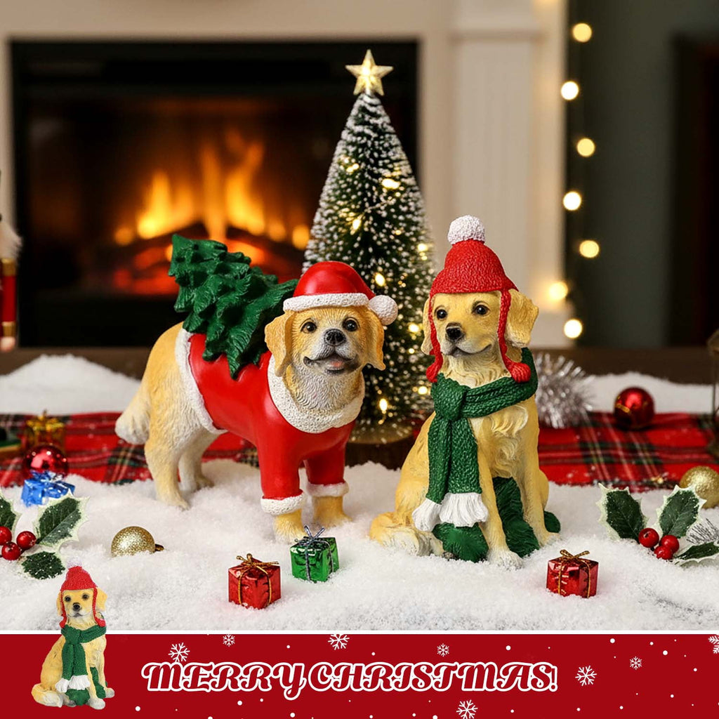 Ayieyill 2pcs Christmas Dog Decorations Tabletop Christmas Decor Christmas Holiday Gift for Home