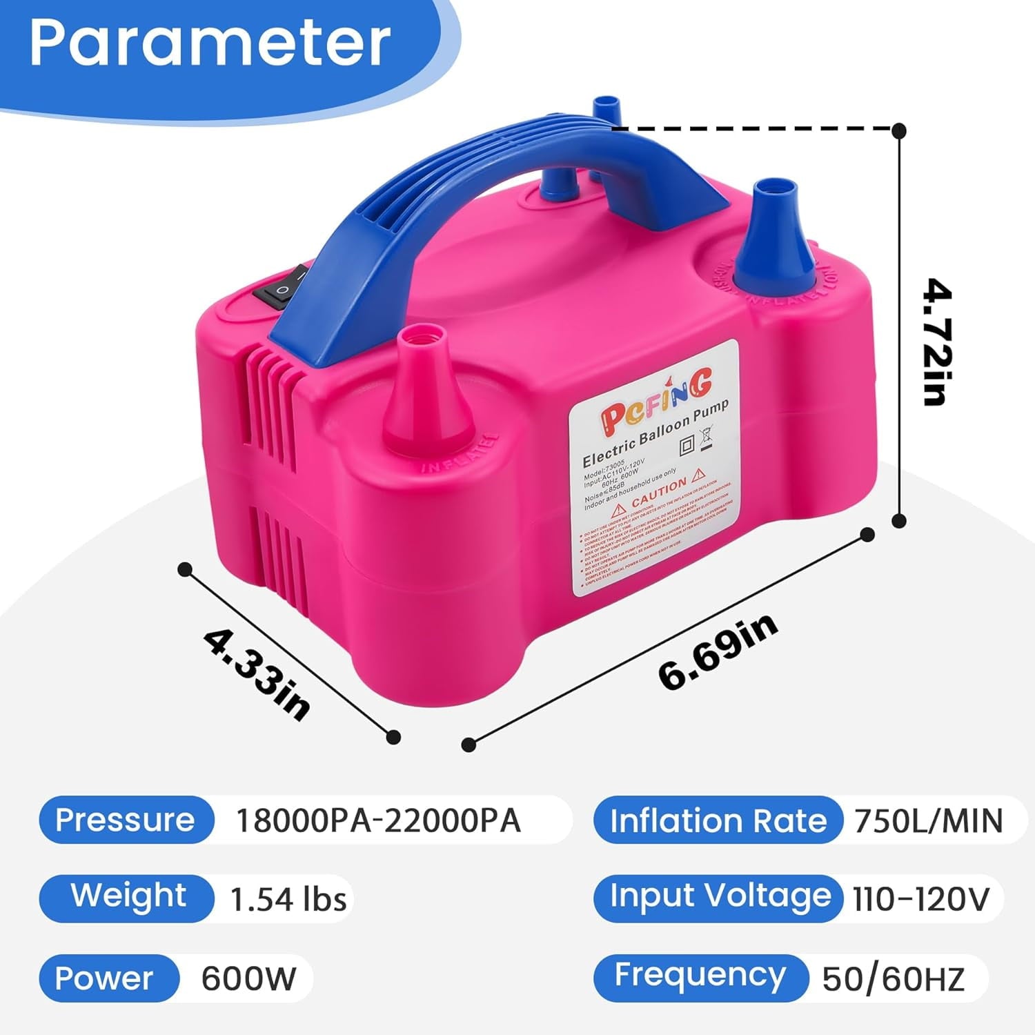 Balloon Pump Electric, Portable Balloons Inflator Blower Machine with Balloon Tie Tool & Dual Nozzle