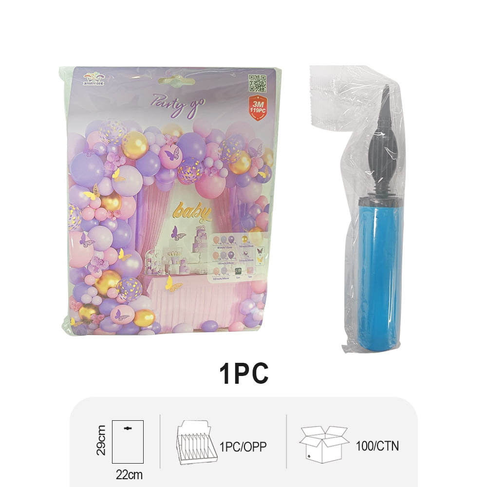 108PC Purple Powder Gold Feast! Balloon Butterfly Combination+Inflator, Full of Party Atmosphere, Full of Girl's Heart