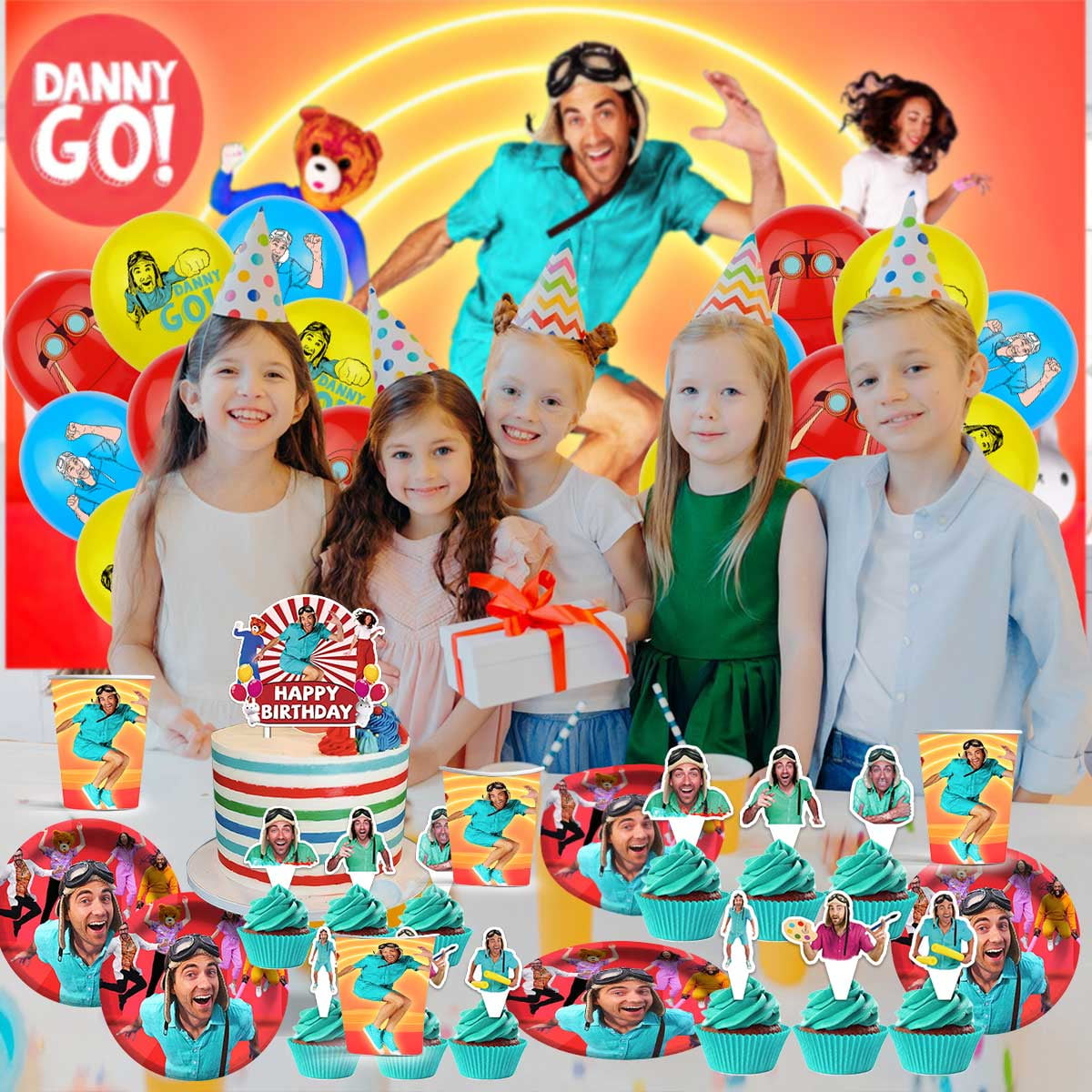 Danny go Birthday Party Supplies Balloons Paper Plates Decoration Cake Topper Decor Tableware Banner Backdrop