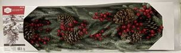 Frosted Red Berry and Pinecone Garland, 6 ft, by Holiday Time