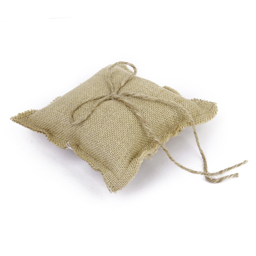 WORGEOUS Bridal Wedding Ceremony Jute Pocket Ring Bearer Pillow Cushion