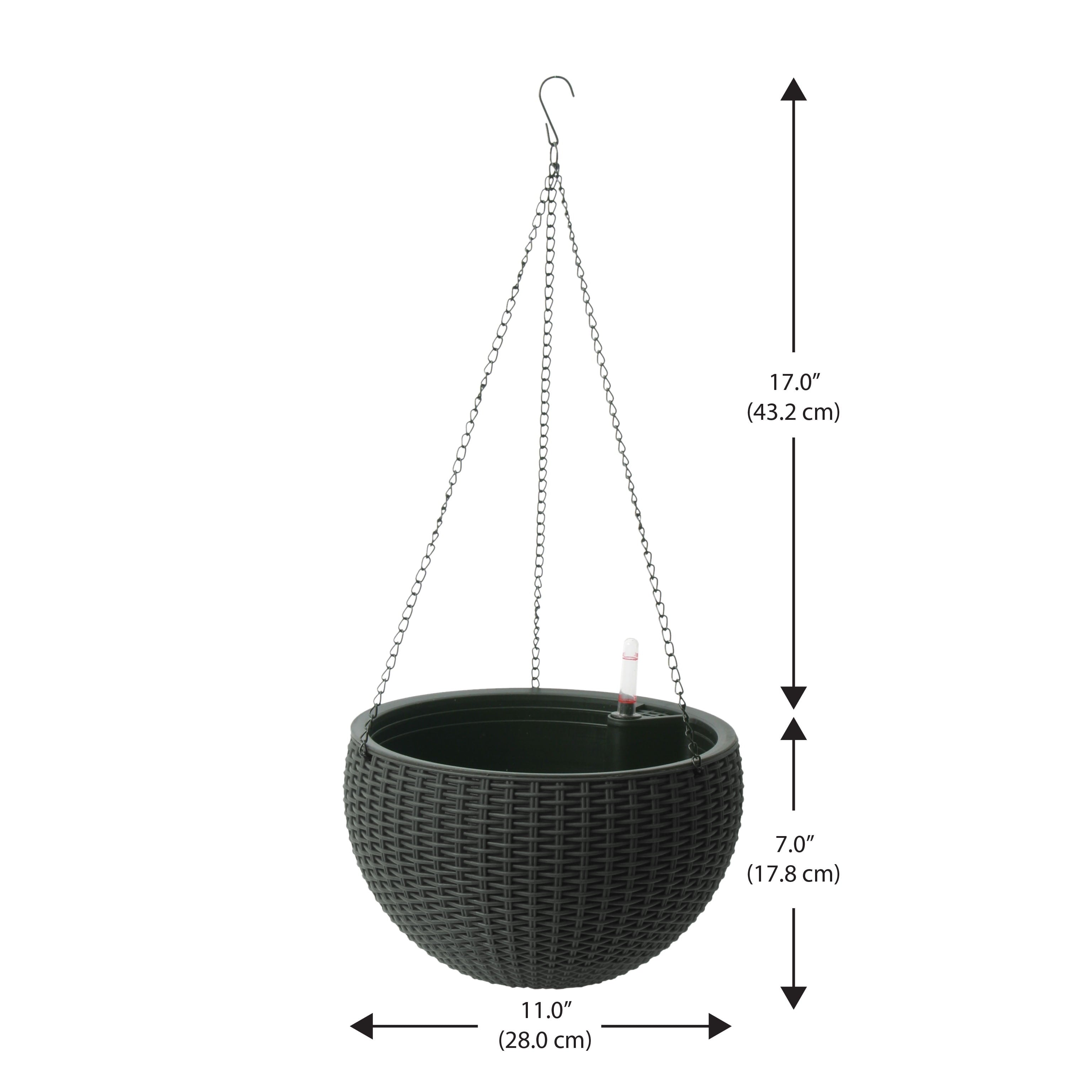 Modena 10" Wicker Hanging Basket, Black, 2 Pack