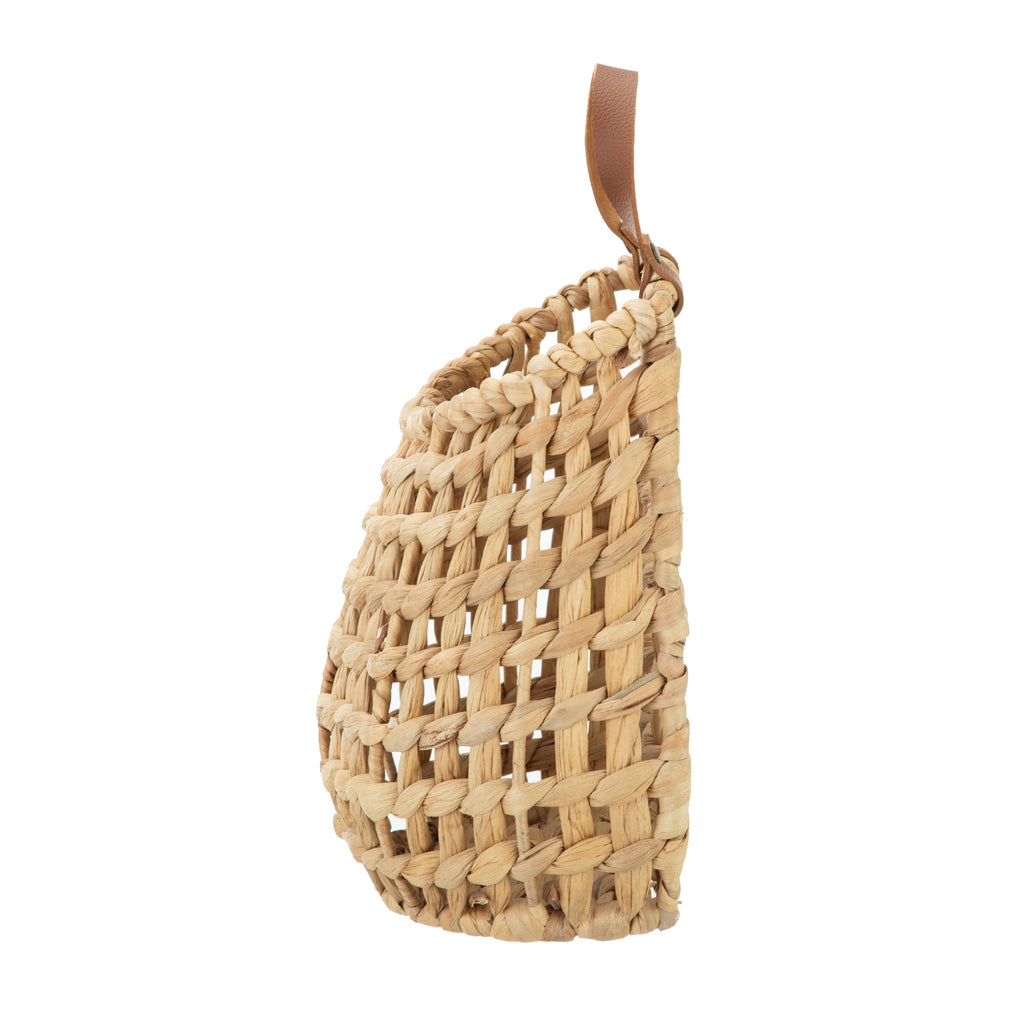 (2 pack) Better Homes & Gardens Water Hyacinth Hanging Basket with Faux Leather Strap