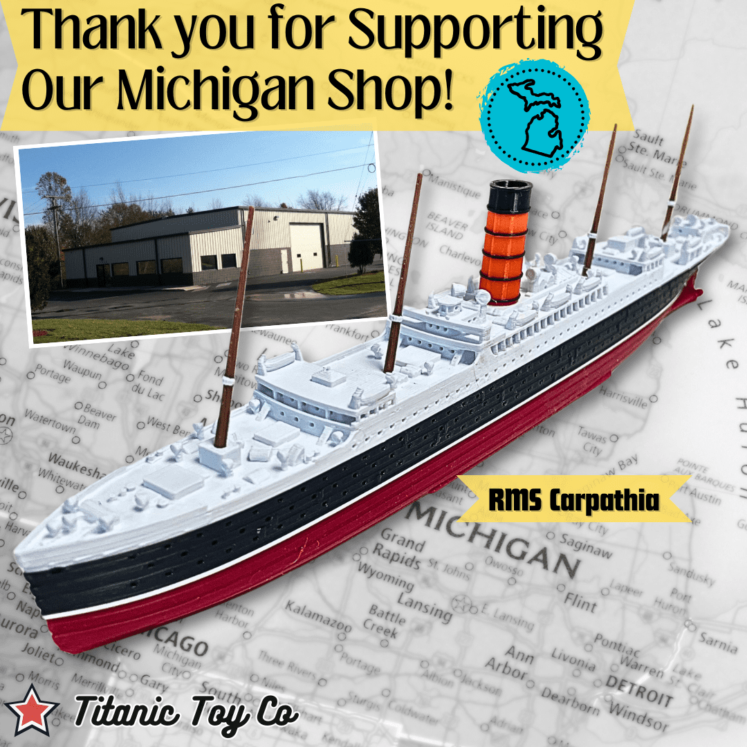 RMS Carpathia Model Ship 1 Ft Long By TitanicToyCo - Assembled Titanic Toys For Kids, Historically Accurate Titanic Toy, Titanic Ship, Titanic Cake Topper, Titanic Figurine, Titanic Boat