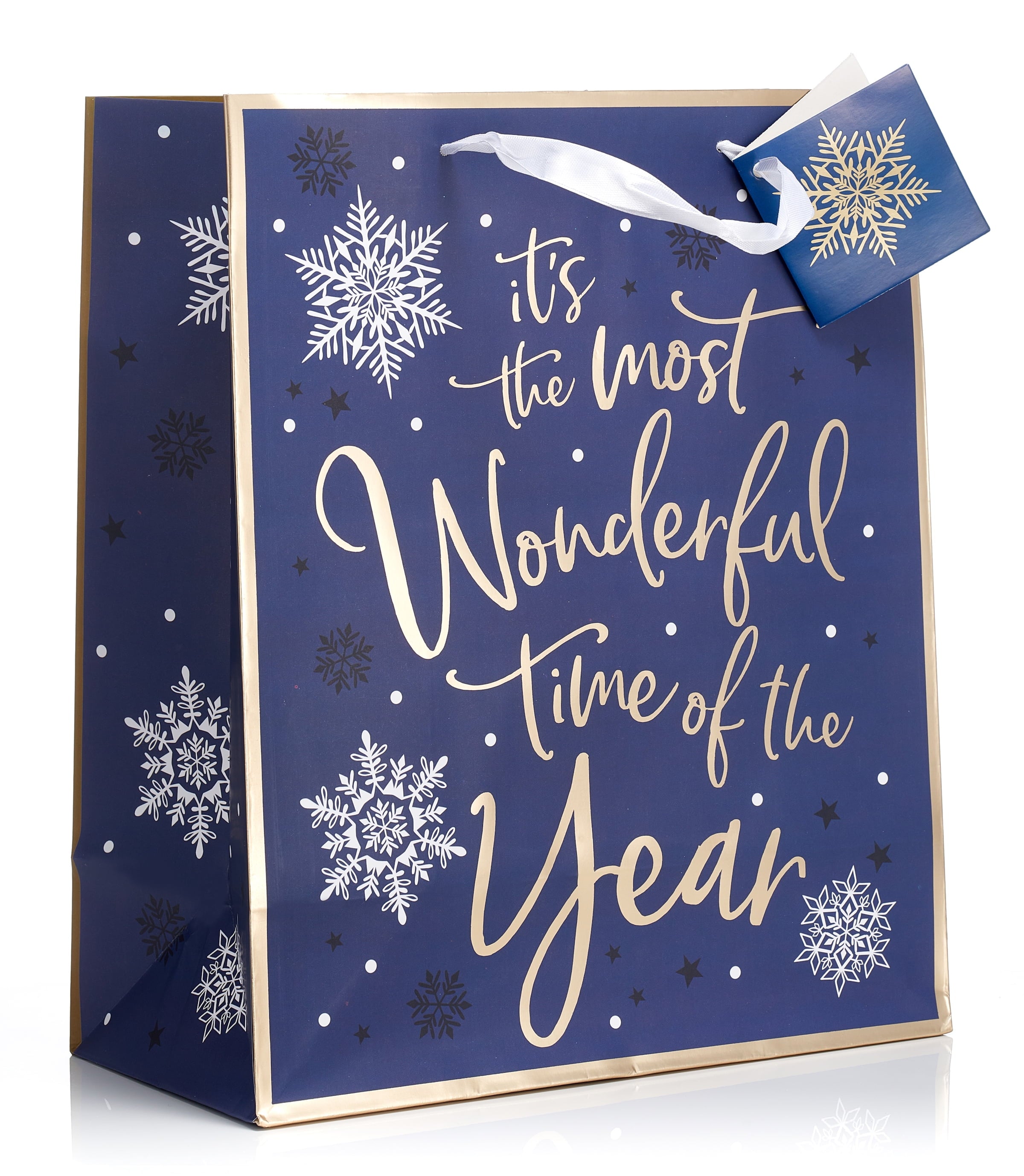 Christmas Large Holiday Gift Bags with Foil Hot Stamps (Pack of 12)