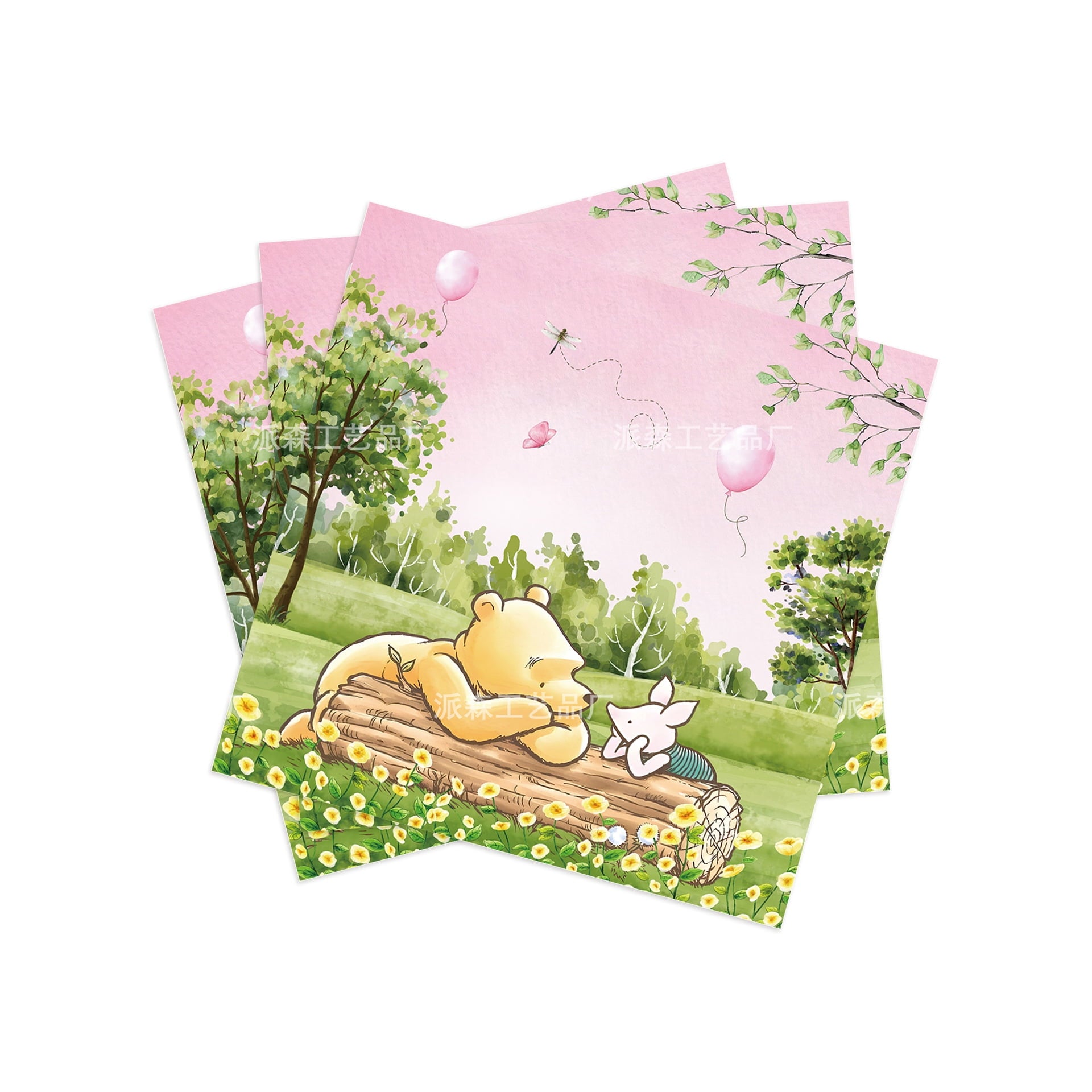 PINK Winnie-the-Pooh 81/91 PCS Party Supplies, Party Tableware, Disposable Paper Plates- Napkins-Forks Dinnerware Set