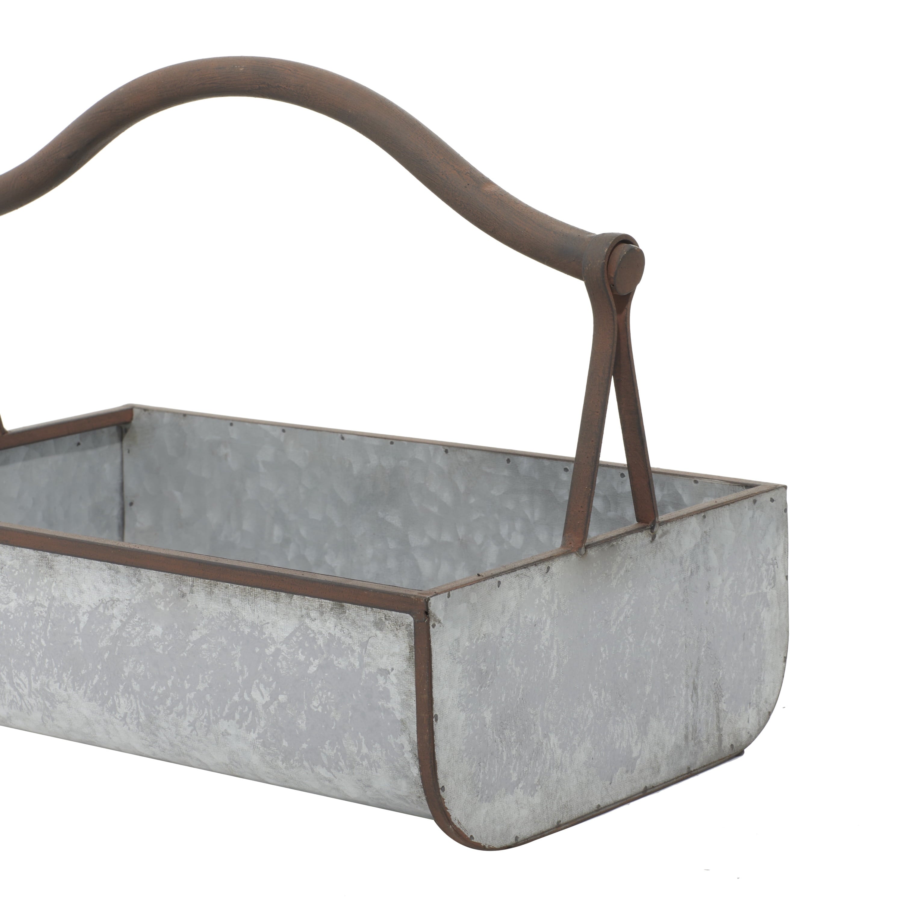 DecMode 16", 18" Grey Metal Farmhouse Planter, 2 - Pieces