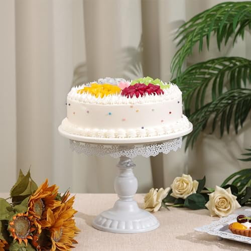 ZUMELER 5Pcs White Cake Stands Set Metal Cupcake Holder Cookies Dessert Display Plate Serving Tower Tray Platter with Handl for Baby Shower Wedding Birthday Party Celebration