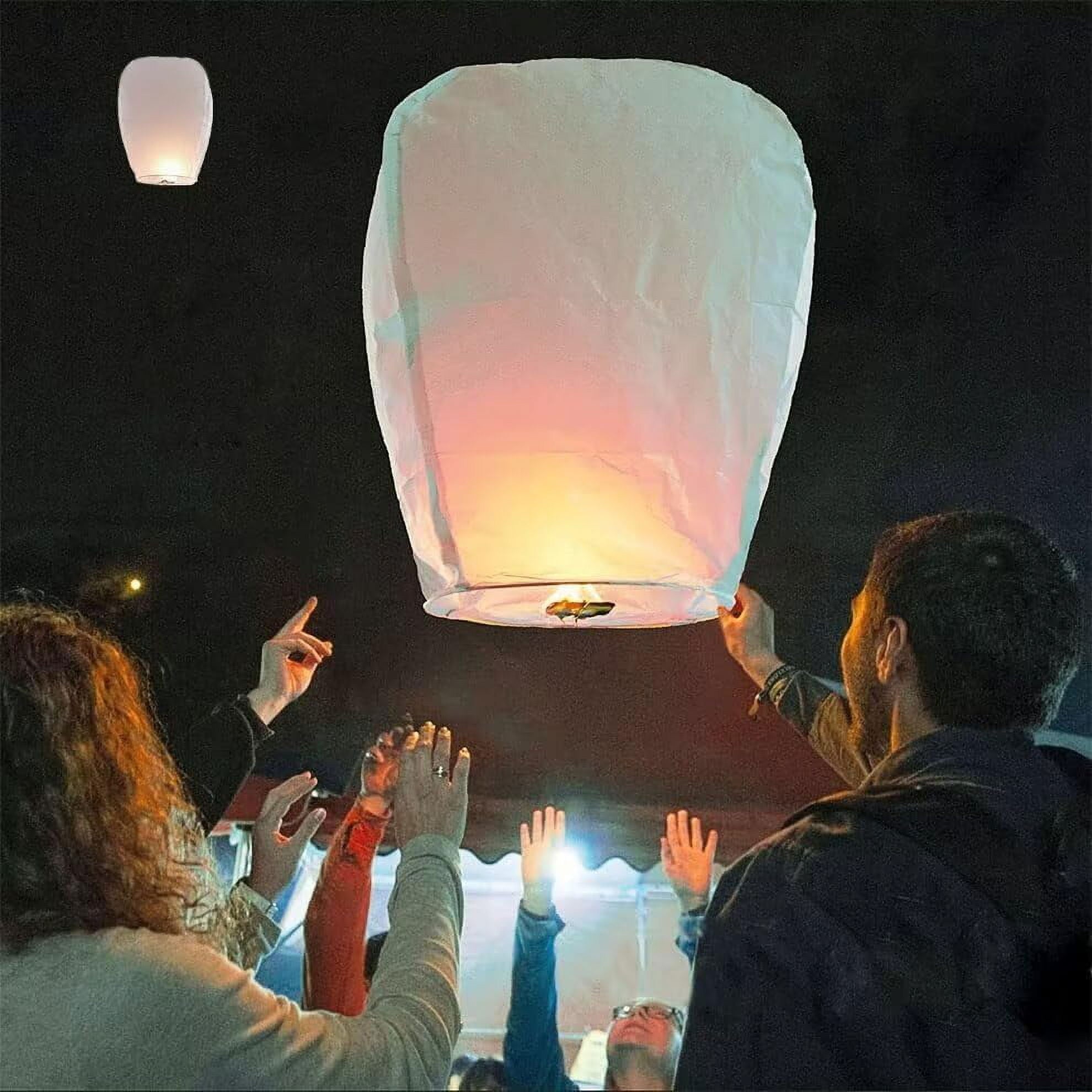 Birthday Party, New Years, Festival Chinese Paper Lanterns Paper Wishing Lanterns for Weddings 20 Pack (White)