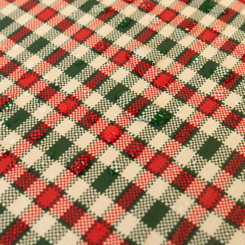 Waverly Inspirations Rectangular Elastic Fitted Table Cover Waterproof Vinyl Tablecloth With Flannel Backing, 6Ft Table, 72" x 30", Gingham Plaid, 4 PK