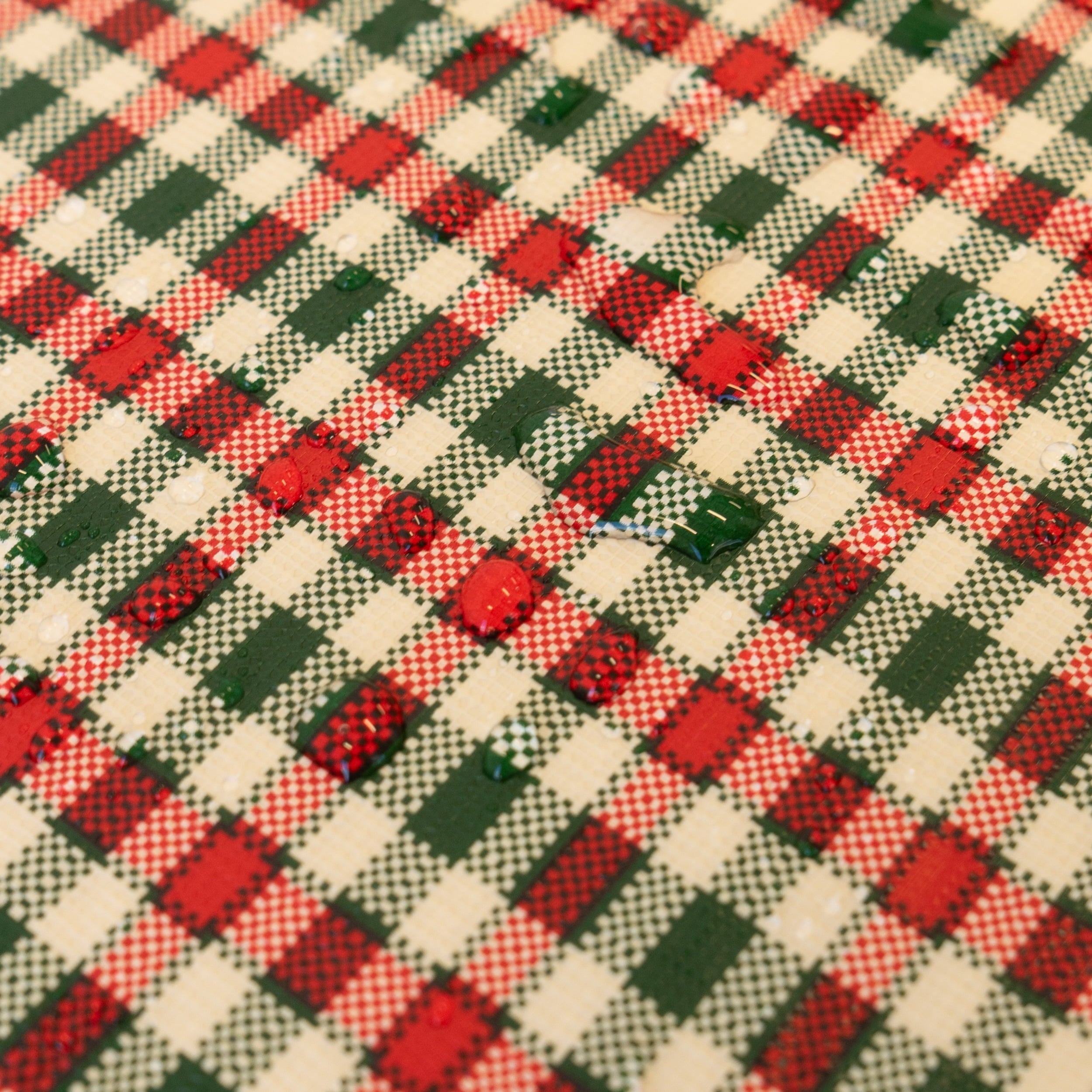 Waverly Inspirations Rectangular Elastic Fitted Table Cover Waterproof Vinyl Tablecloth With Flannel Backing, 6Ft Table, 72" x 30", Gingham Plaid, 4 PK