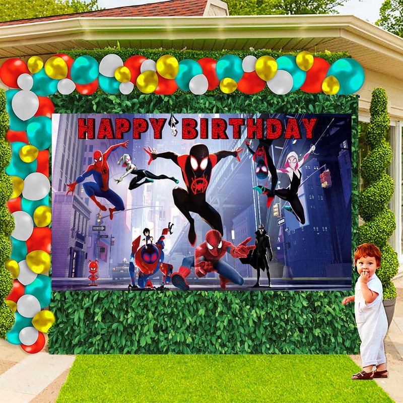 Spider Miles Morals Goodie Bags Treat Candy Decorations Party Favor Supplies Birthday Cake Topper Backdrop Banner