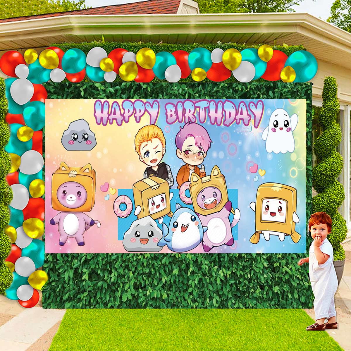 Lanky Goodie Bags Treat Candy Decorations Party Favor Supplies Birthday Cake Topper Backdrop Banner