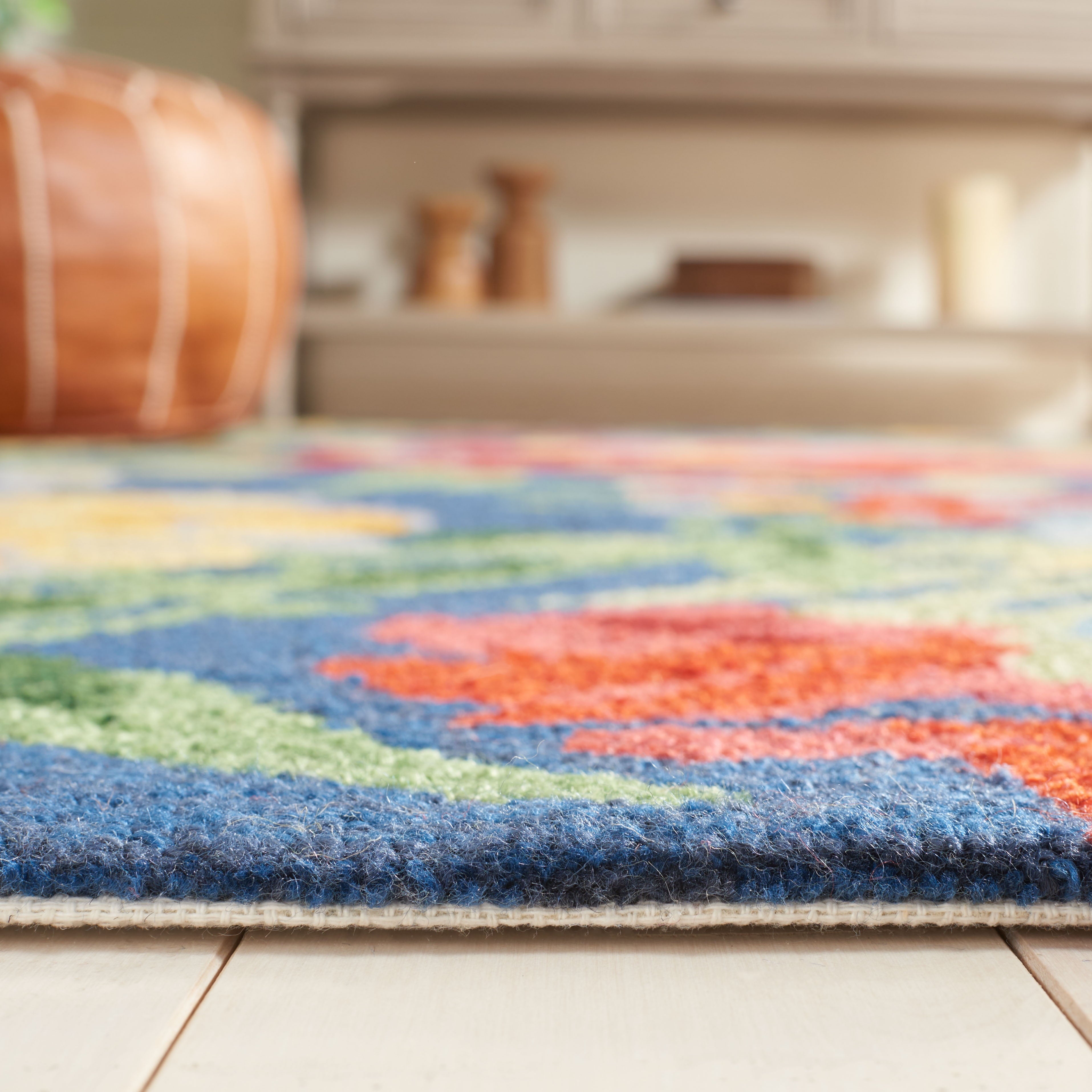SAFAVIEH Easy Care Aisling Floral Runner Rug, Navy/Red, 2'3" x 9'