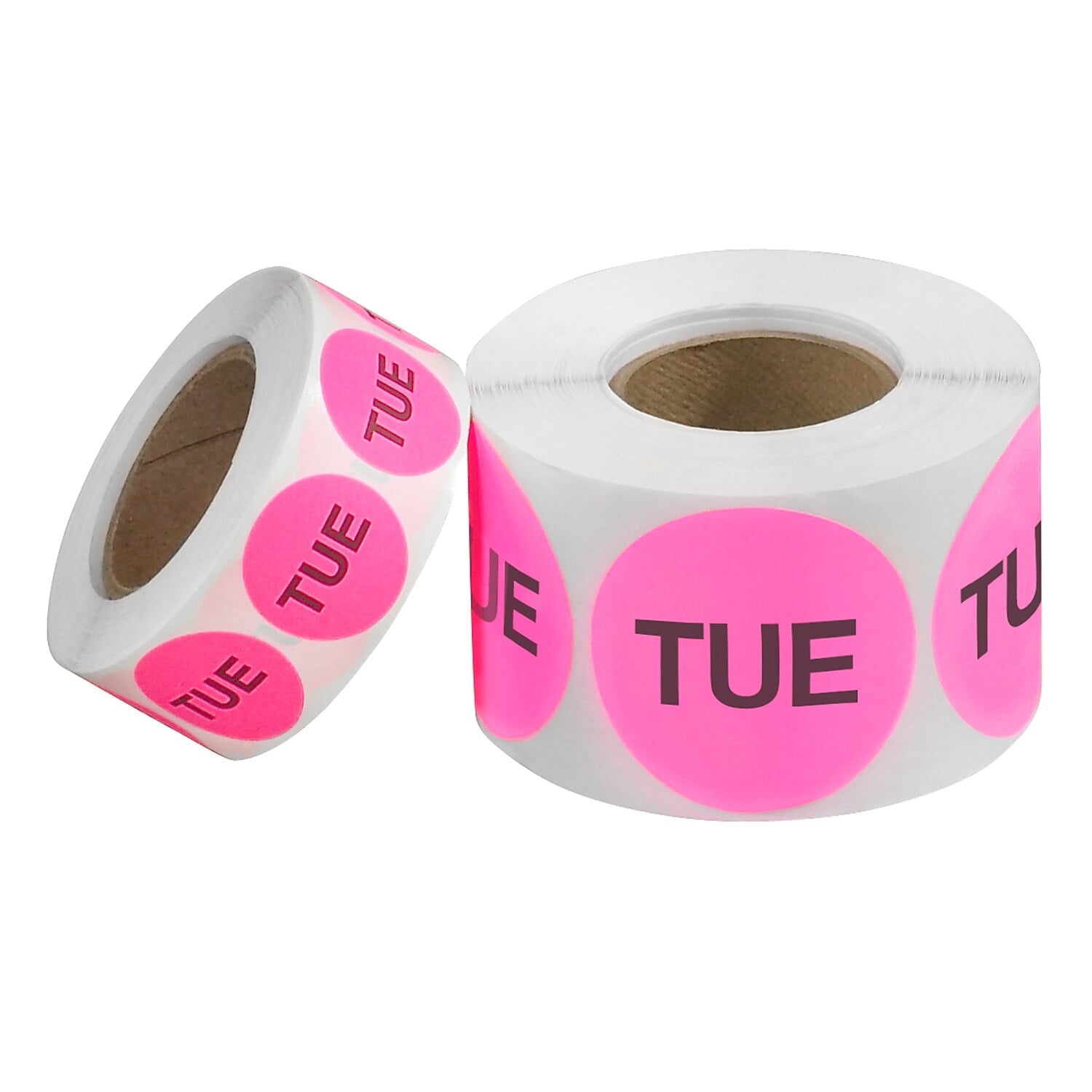 Tape Logic Inventory Circle Labels Days of the Week "TUE" 2" Fluorescent Pink 50 DL6512