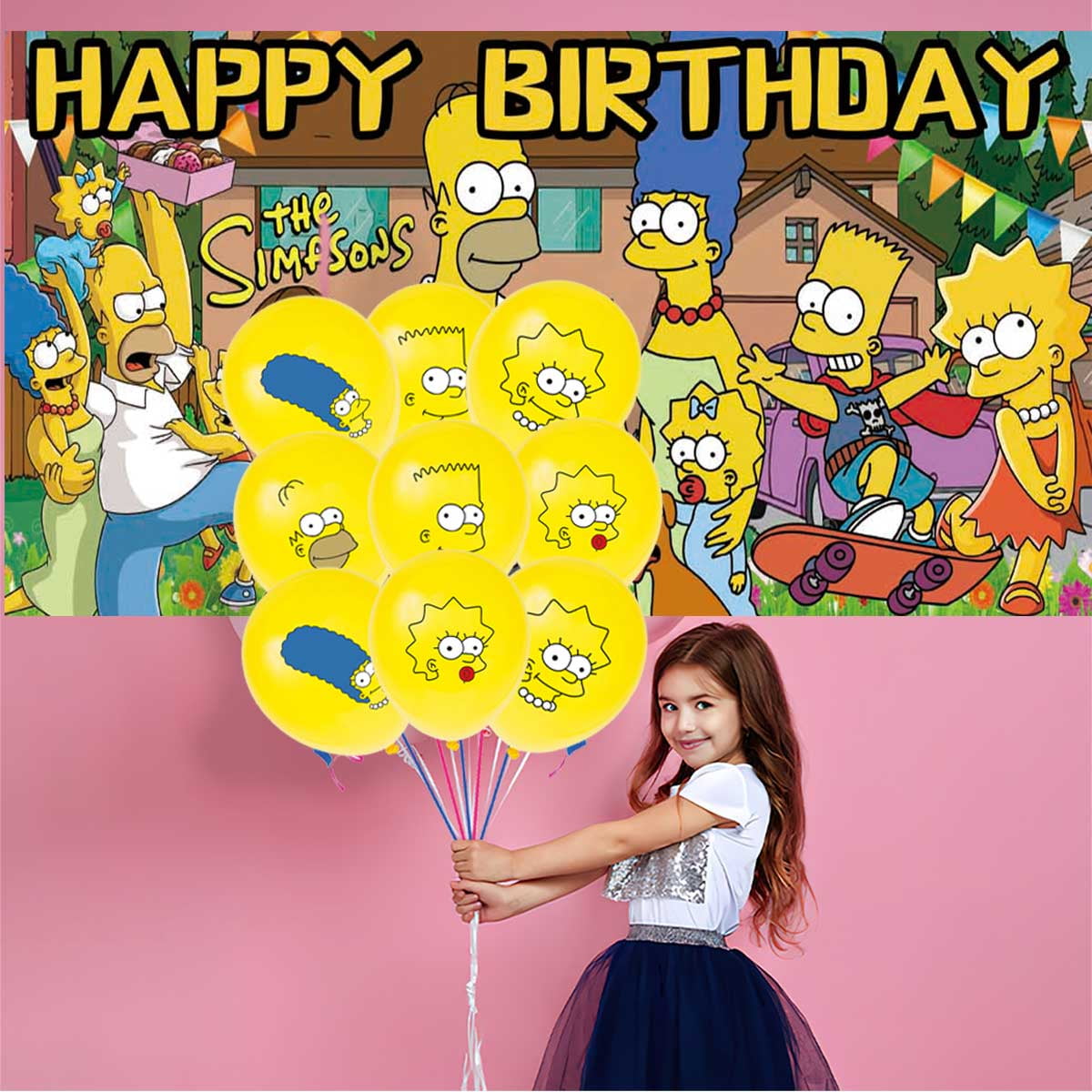 Simpson Birthday Party Supplies Balloons Plates Decoration Cake Topper Decor Tableware Banner Backdrop