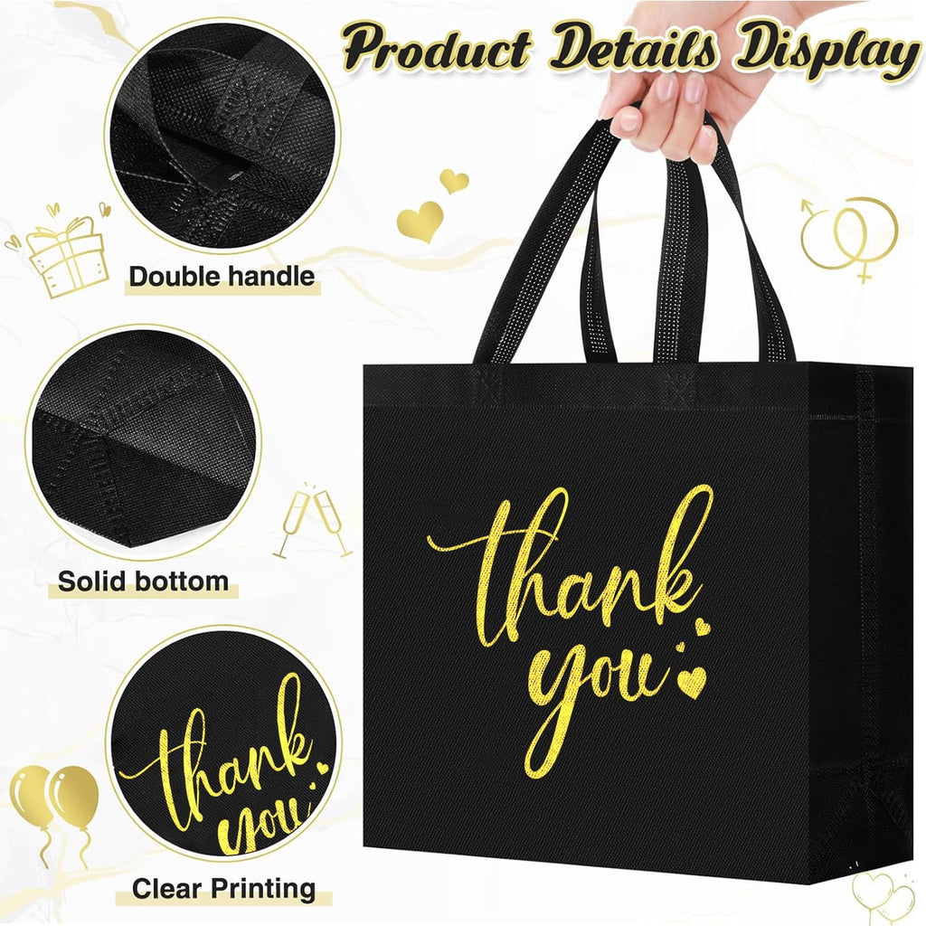 30Pcs Thank You Gift Bags, Large Reusable Gift Bags，Thank You Bags with Handles for Business, Shopping, Wedding, Baby Shower, Graduations, Party Favors