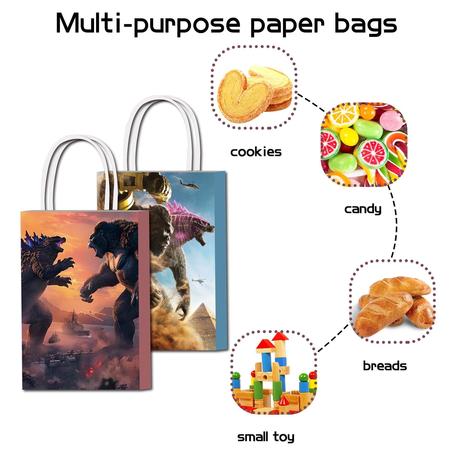 16 Pcs For King Kong-Themed Party Favor Bags – Candy Gift Bags with Handles for Birthday Decorations and Celebrations