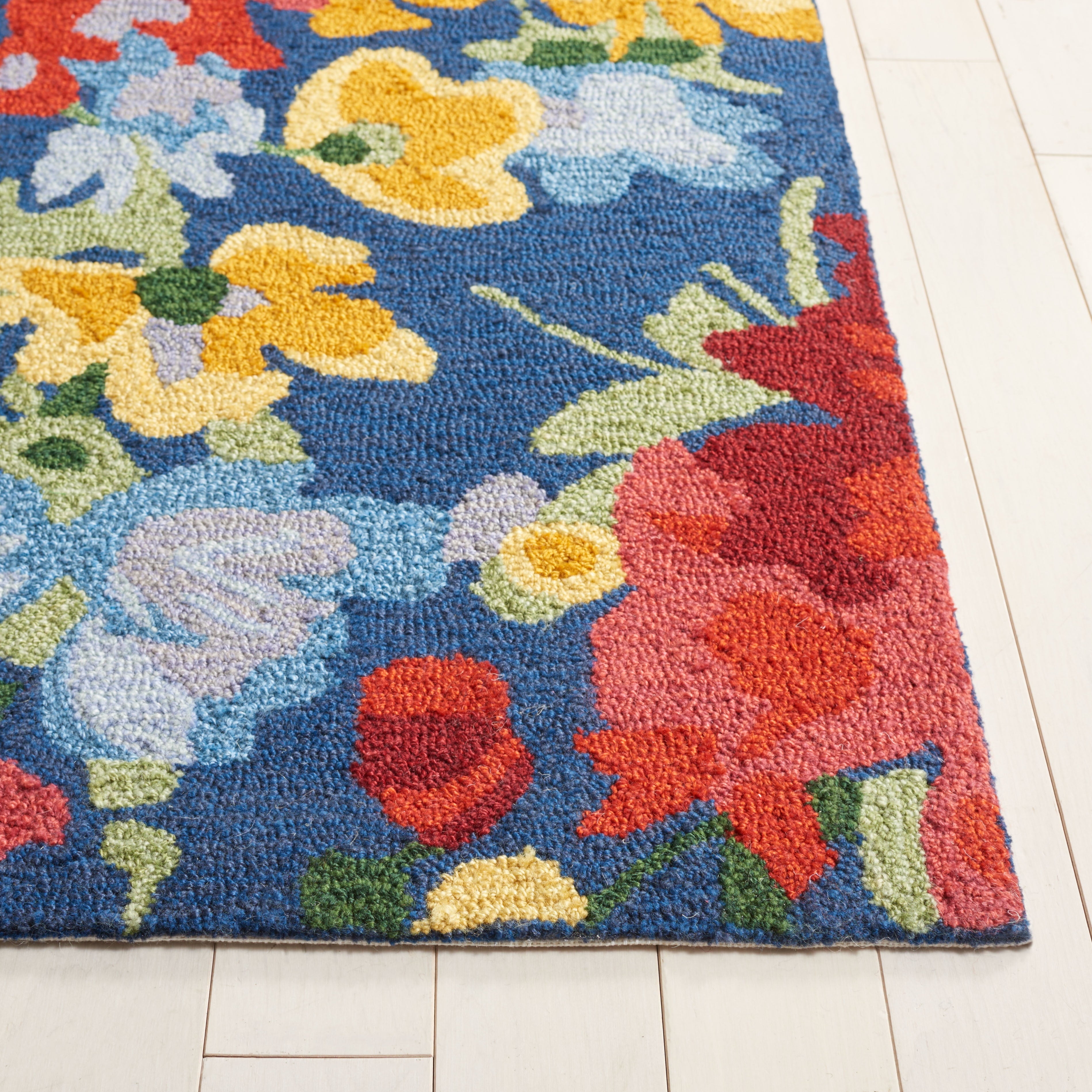 SAFAVIEH Easy Care Aisling Floral Runner Rug, Navy/Red, 2'3" x 9'