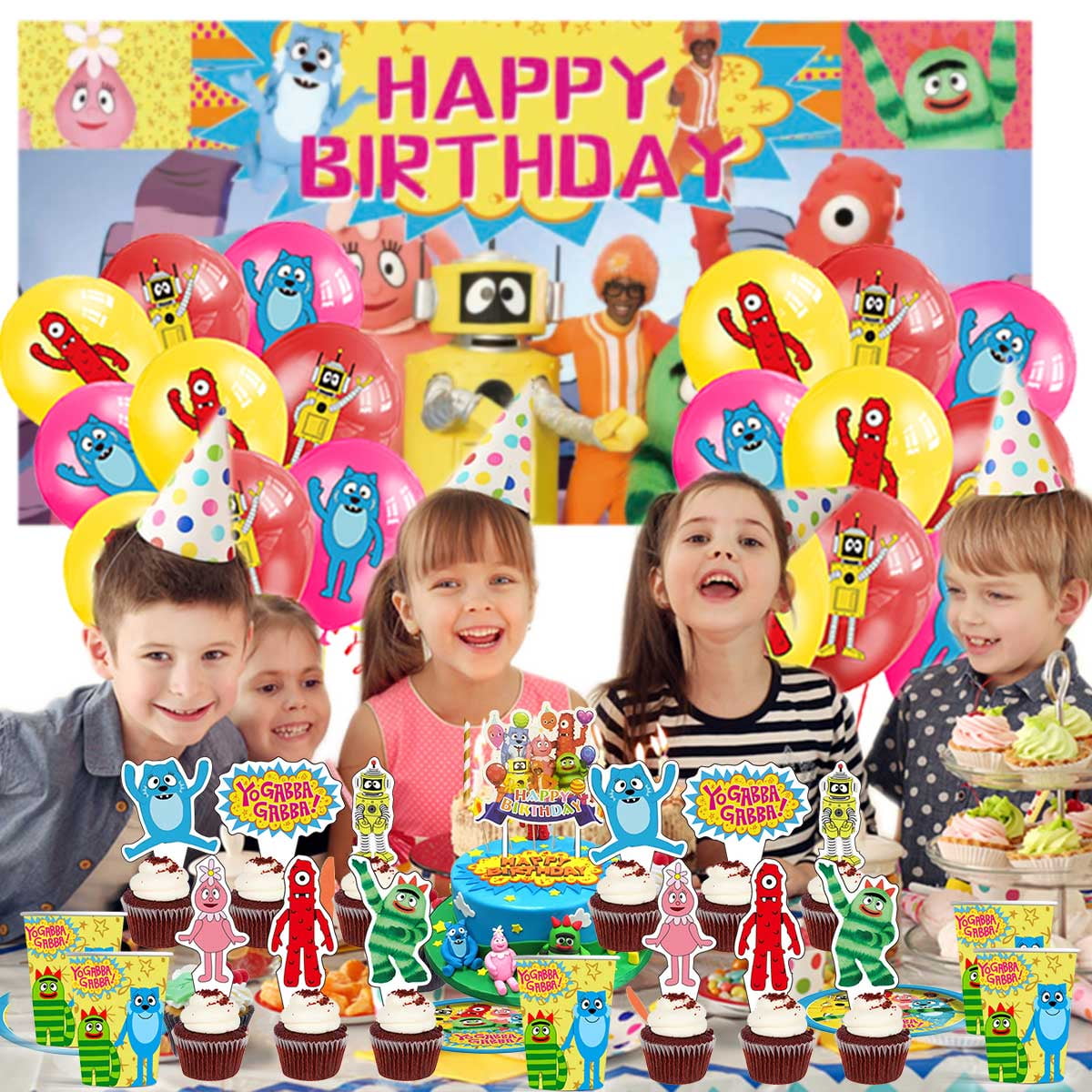 Yo Gabba Gabba Party Supplies Decor Decorations Birthday Plates for Kids Tableware Balloons Cake Topper Fans
