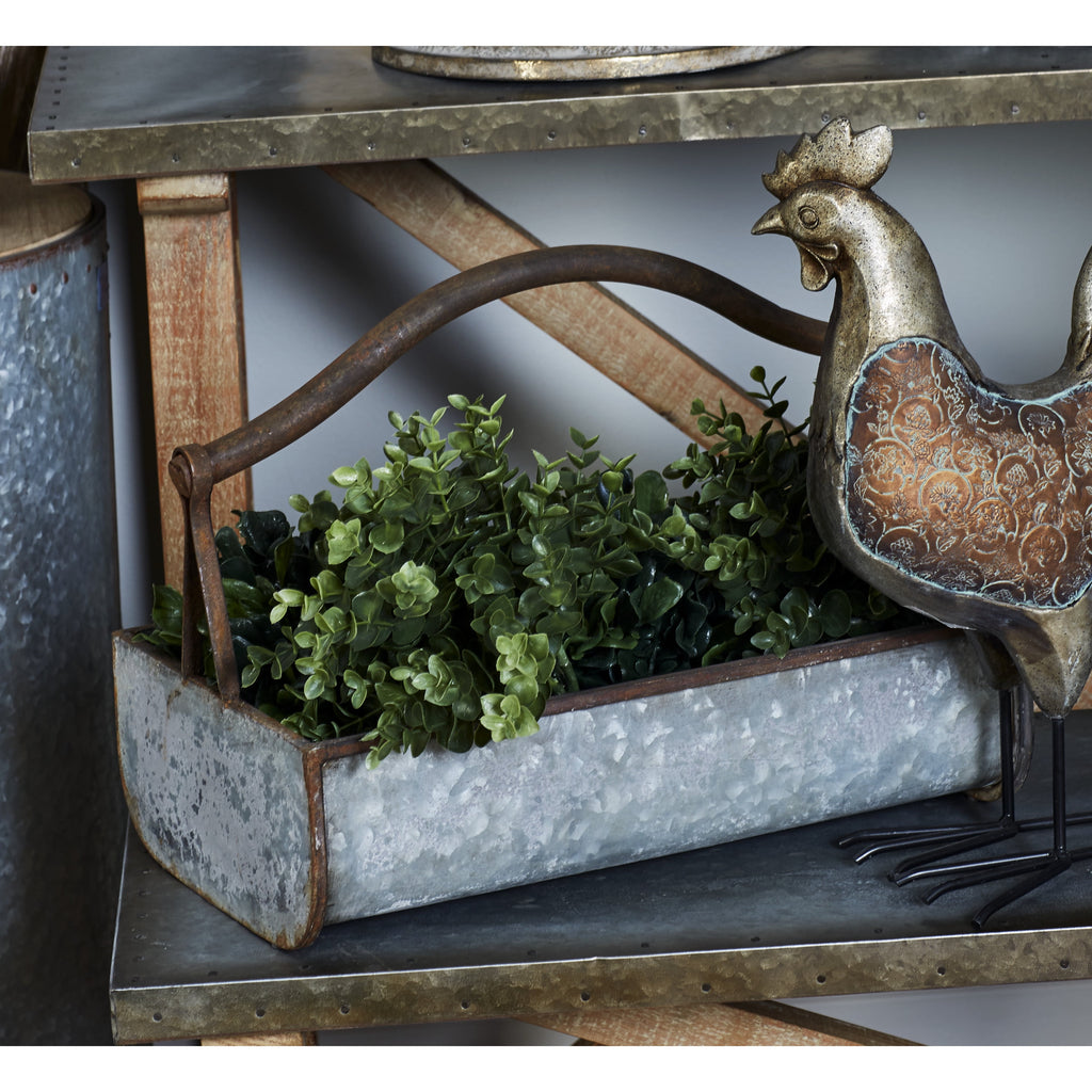 DecMode 16", 18" Grey Metal Farmhouse Planter, 2 - Pieces