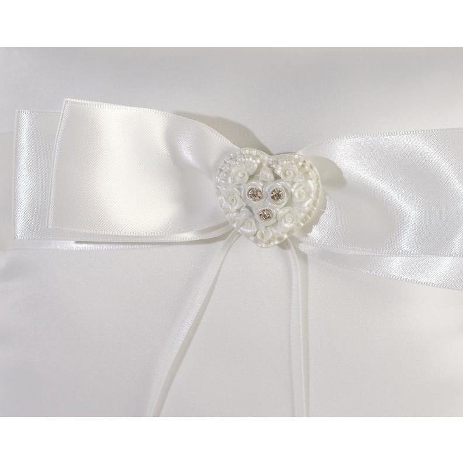Rhinestone Pearlized Heart Rose Bouquet Wedding Ring Bearer Pillow