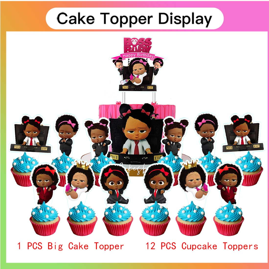 Boss Baby Africa Girl Party Supplies Decor Tableware Backdrop Banner Cake Topper Balloons Birthday Decorations