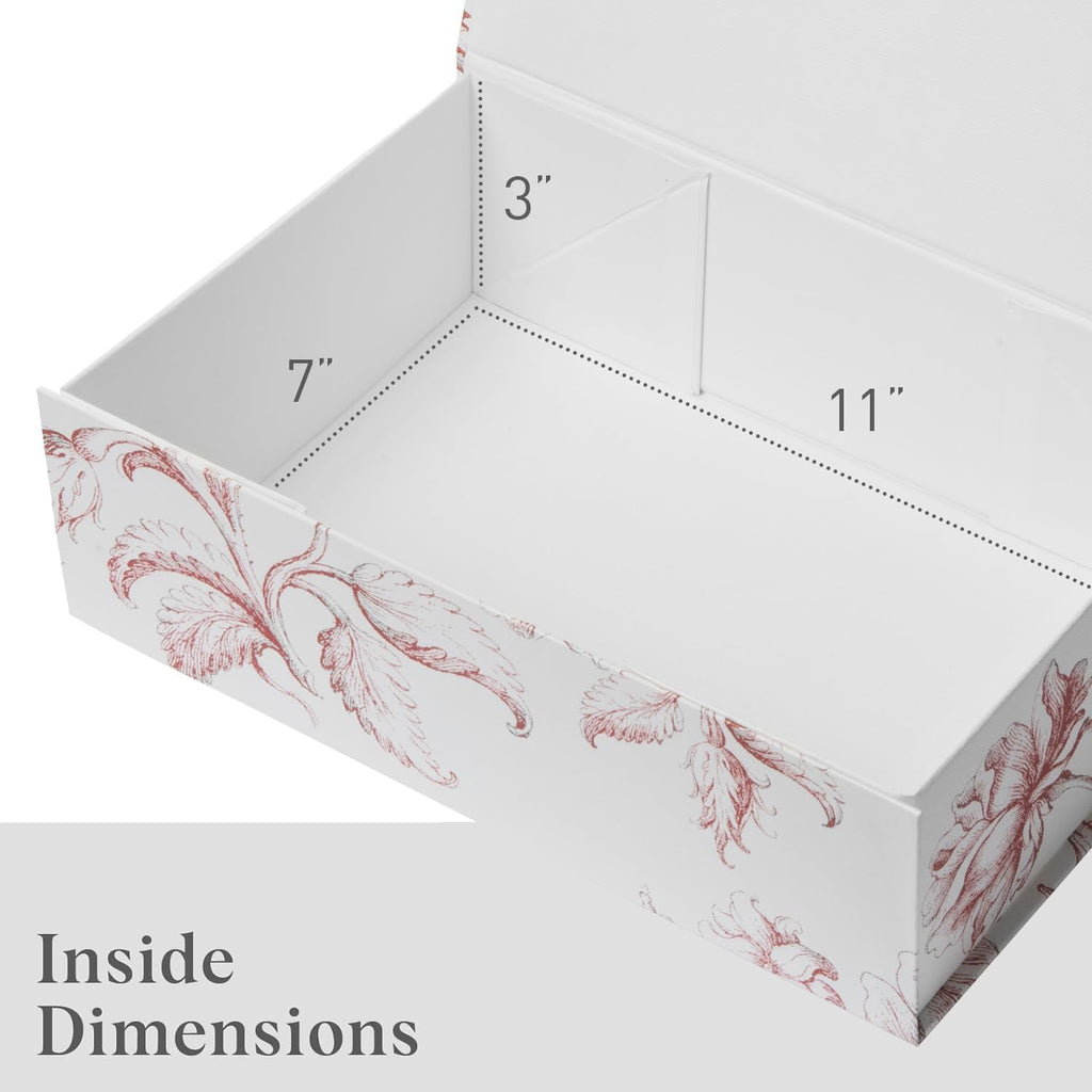 Luxury Keepsake Gift Box 3-Pack | Pink Floral Decorative Boxes with Magnetic Lids for Presents, Wedding Memory Box, and Bridal Gifts. 11.5" x 7.5" x 3.5"