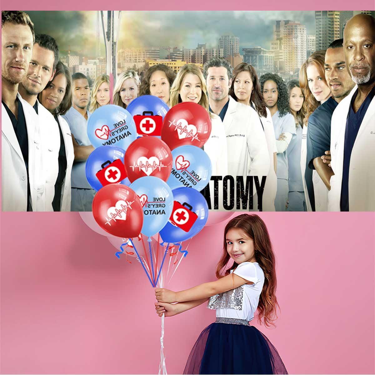 Grey's Anatomy Plates Balloons Party Supplies Plates Cake Toppers Decorations Banner Tableware Birthday Decor