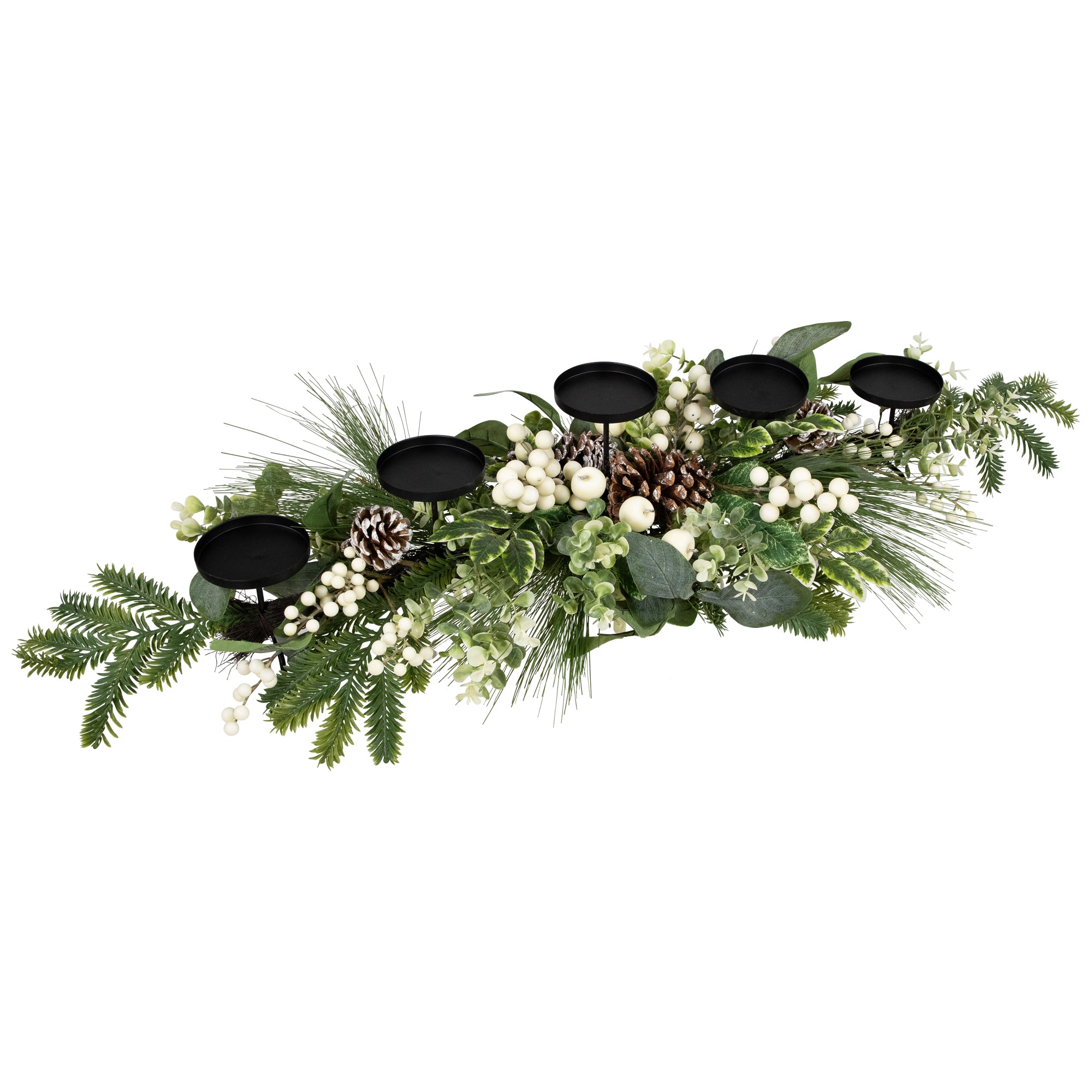 Northlight Berries and Eucalyptus Artificial Christmas Candle Holder - 42"