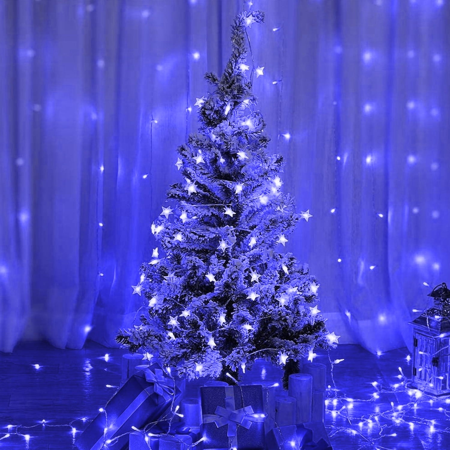 9.8 x 9.8ft Window Curtain String Light, Waterproof LED Fairy Lights, 320 LEDs, Blue