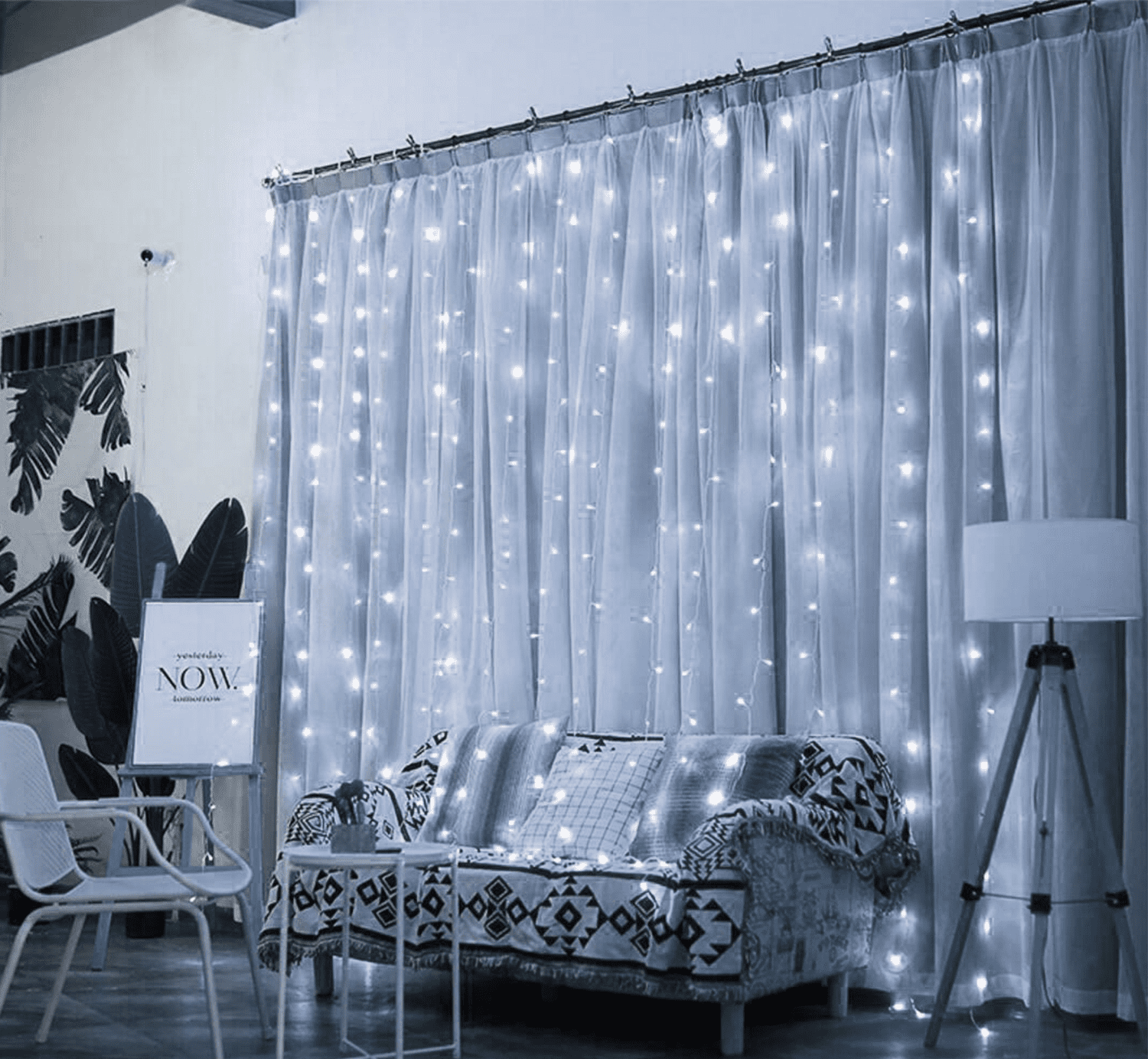 9.8 x 9.8ft Window Curtain String Light, Waterproof LED Fairy Lights, 320 LEDs, Blue