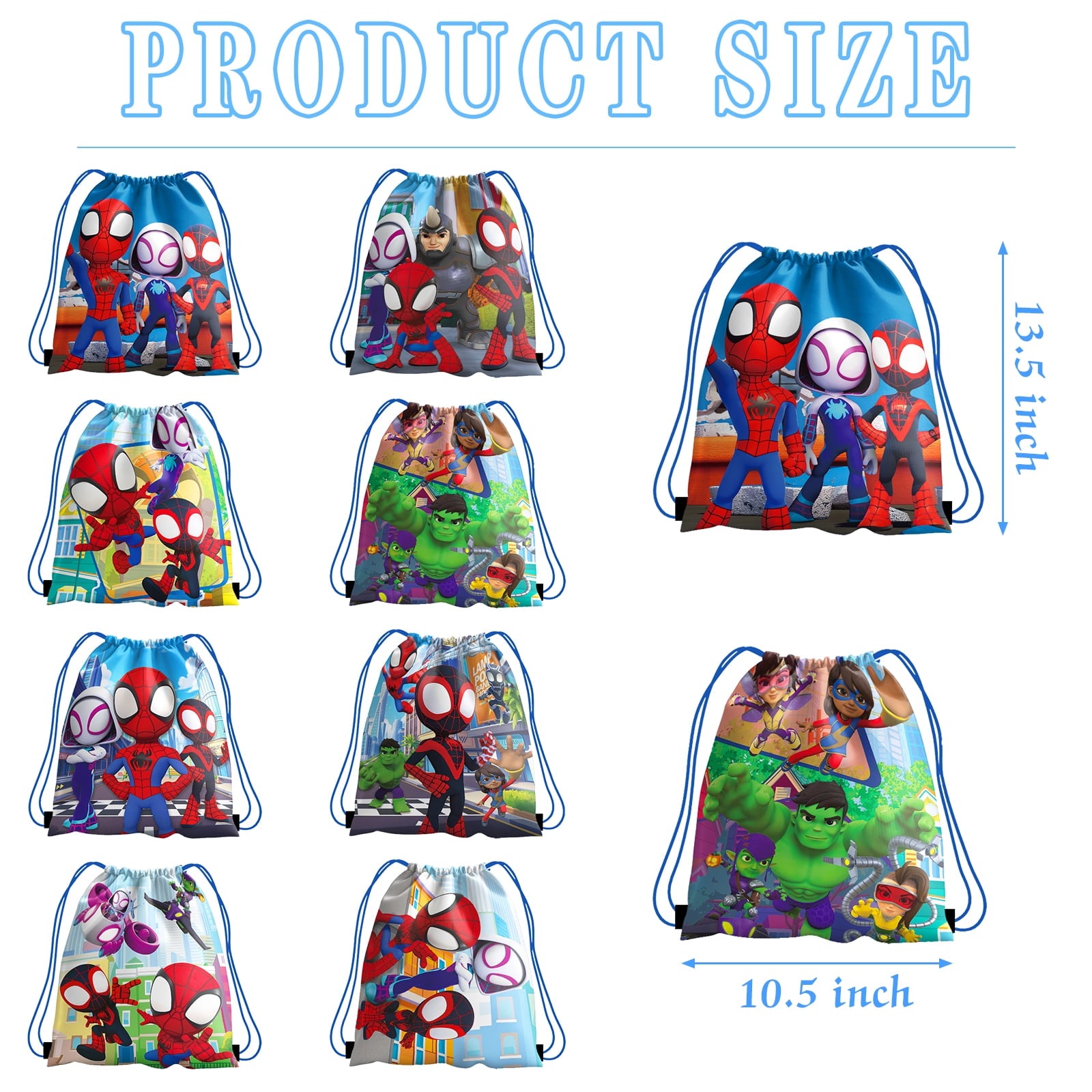 16 PCS Spidey Party Gift Bag, Spidey Birthday Party Drawstring Bags Goodie Candy Bag for Birthday Party Supplies
