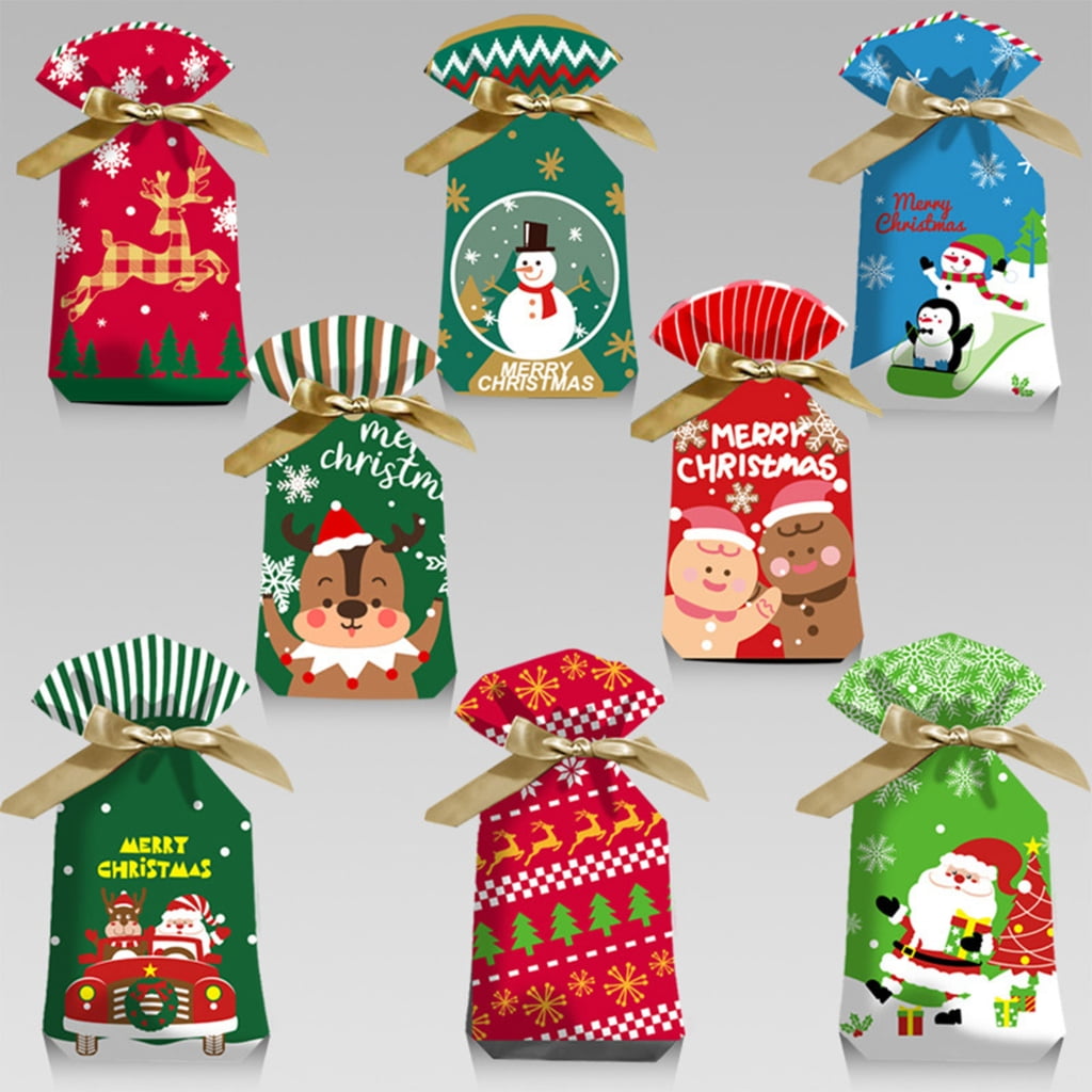 BYDOT Christmas Gift Bag 50Pcs with Drawstring Wedding Birthday New Year Gift