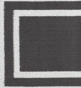 Washable Skid-Resistant Runner Rug, Border, Dark Grey and White, 26" x 96"