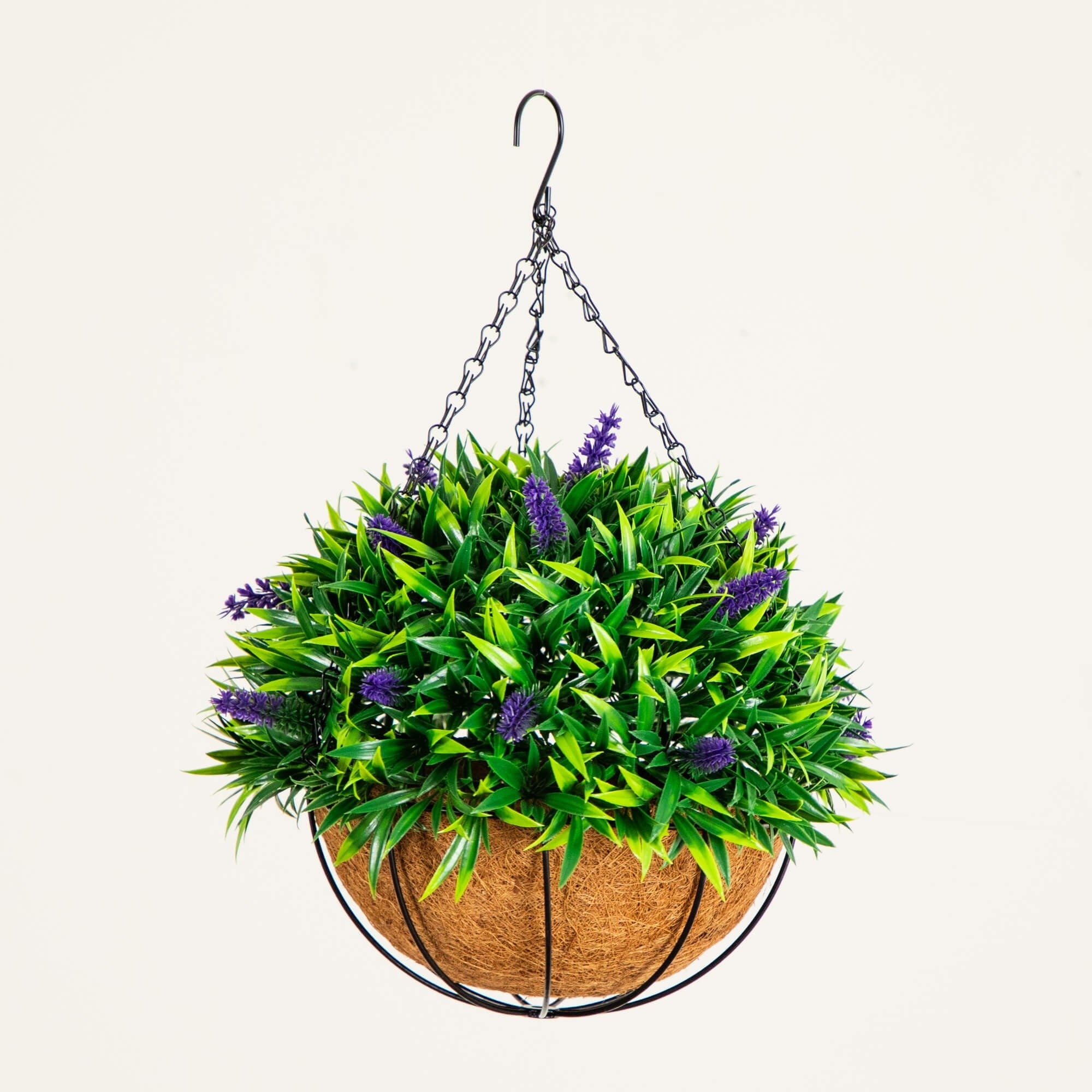 Nearly Natural 18in. UV Resistant Artificial Lavender Hanging Basket (Indoor/Outdoor)