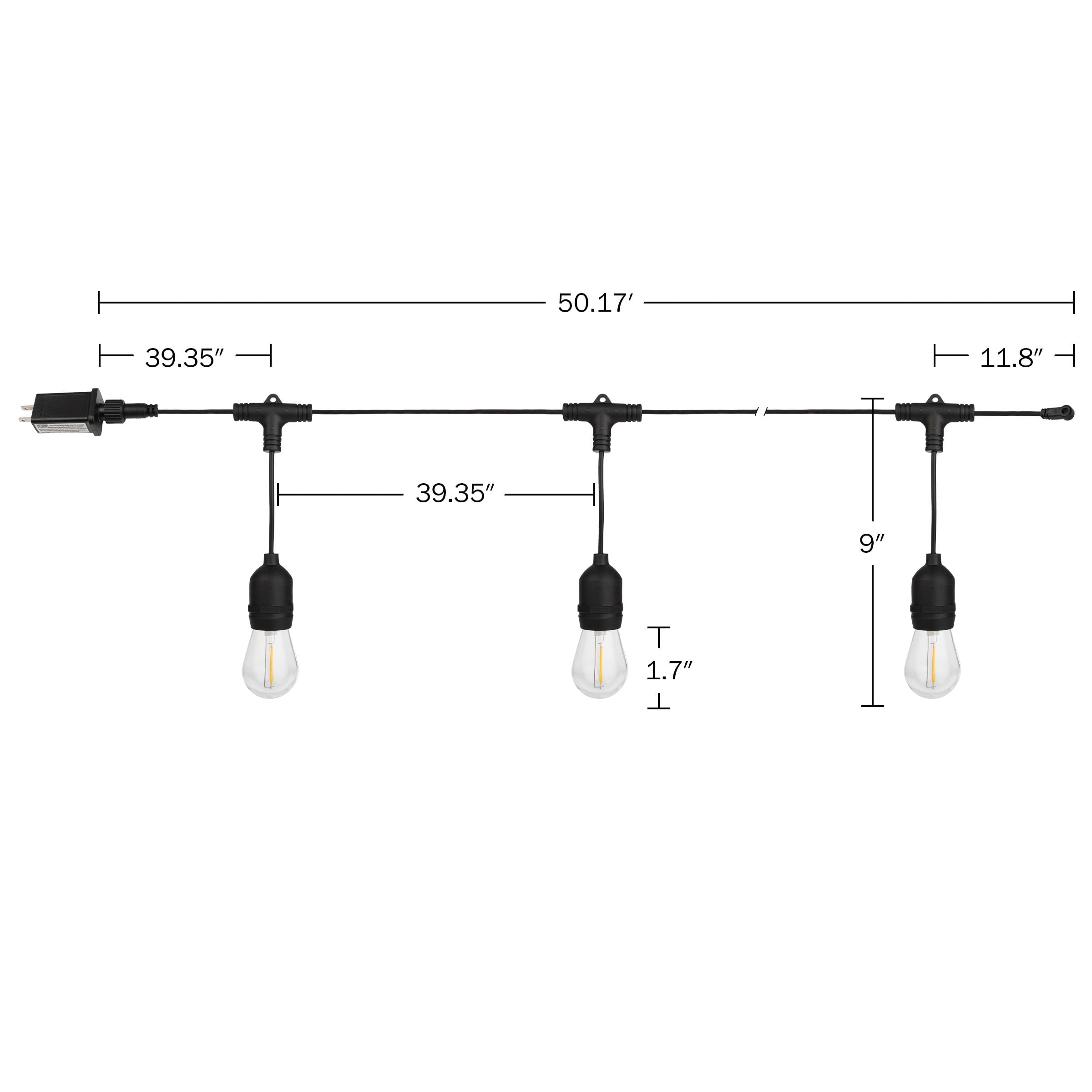Pure Garden 50FT Outdoor String Lights with Vintage-Style LED Edison Bulbs