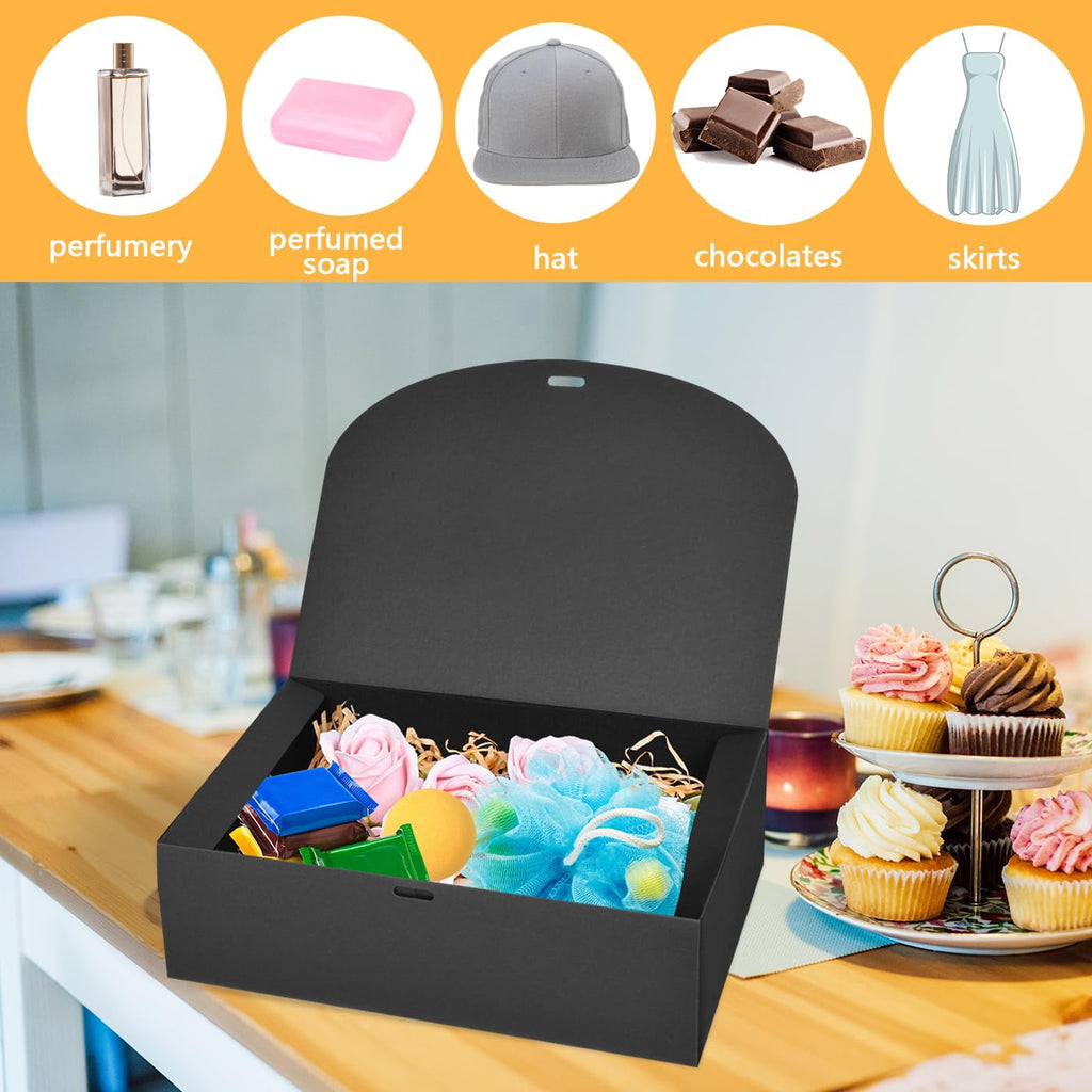 20Pack Large Gift Boxes with Lids, 12.2x9.8x3.1Inch Black Gift Boxes with Ribbon, Groomsmen Proposal Box Paper Gift Boxes