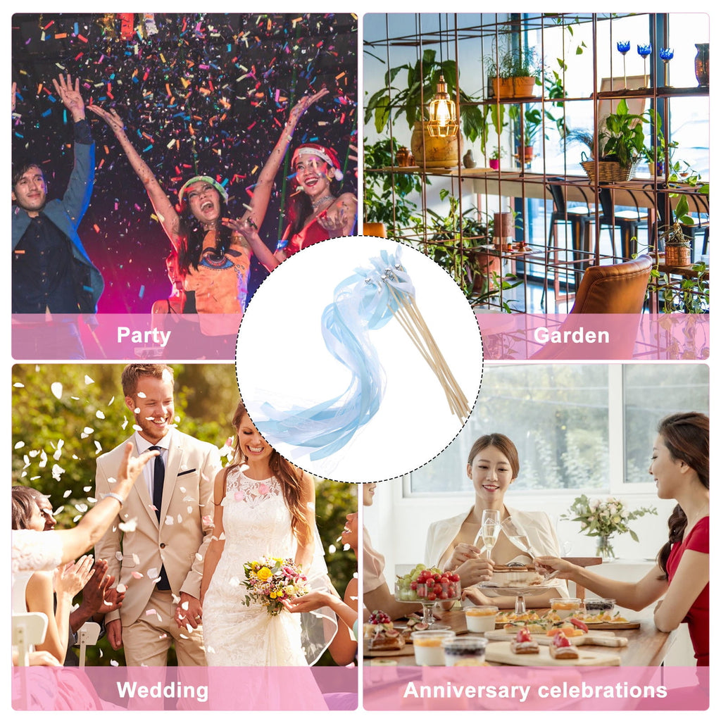 Worgeous 30 pcs  Wedding Streamers Wedding Lace Ribbon Sticks Ribbon Fairy Sticks Party Ribbon Streamers