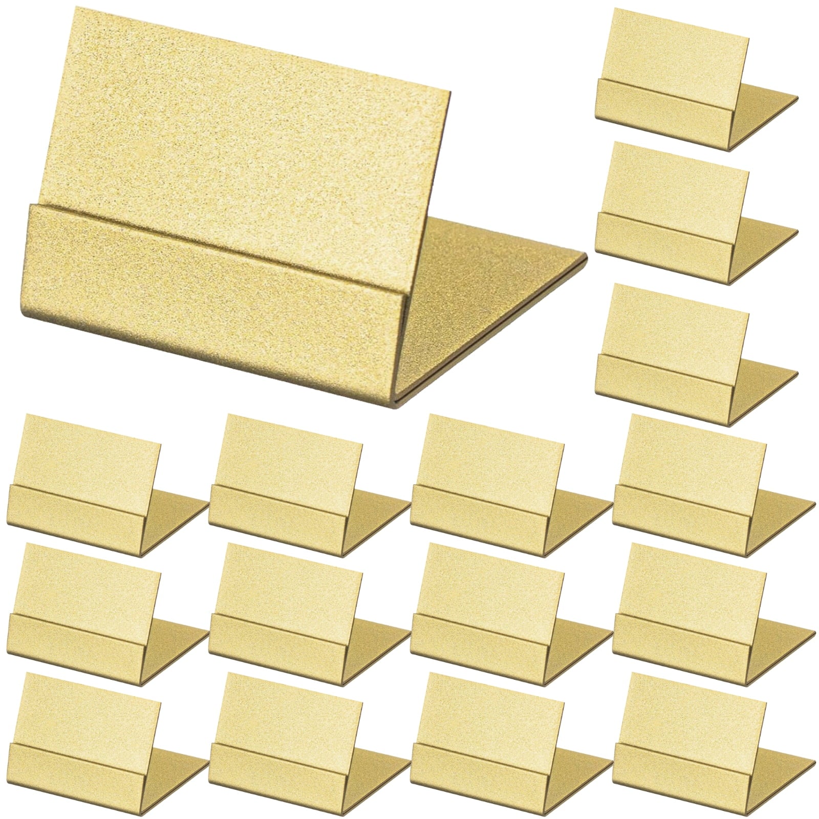 24 Pcs Gold Metal Name Card Holders, Table Number Holders, L-Shaped Foldable Display Stands for Weddings, Parties, Events, Includes Sturdy Support and Versatile Use for Cards, Photos, Goods