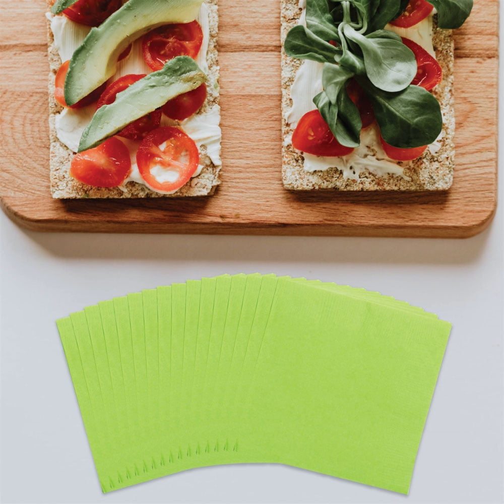 JAM Paper Small Beverage Napkins, 5 x 5, Lime Green, 200/Pack