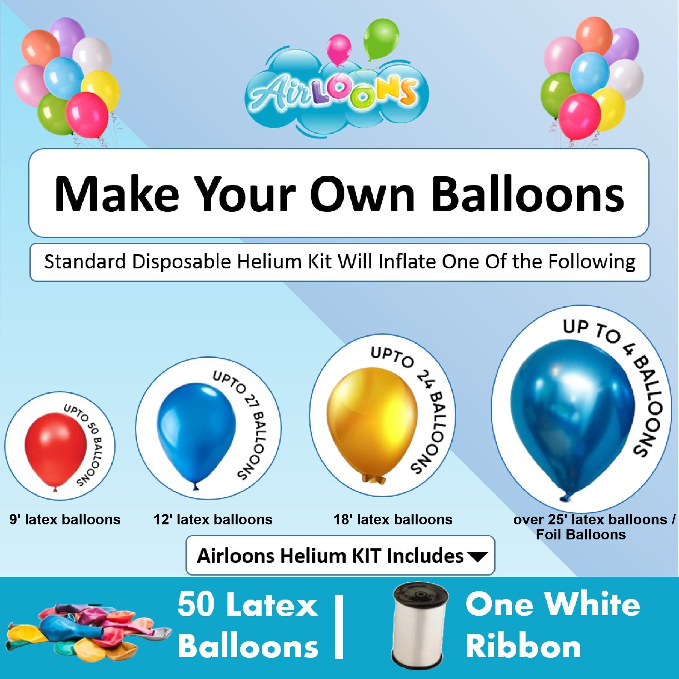 Airloons Pack of 2 Purified Helium Tank - Inflate up to 100 Latex Balloons | 14 cu. ft. Cylinder for Longer Float Time | Balloon Pump Kit for Birthday Decorations, Valentine's Day Home Decorations