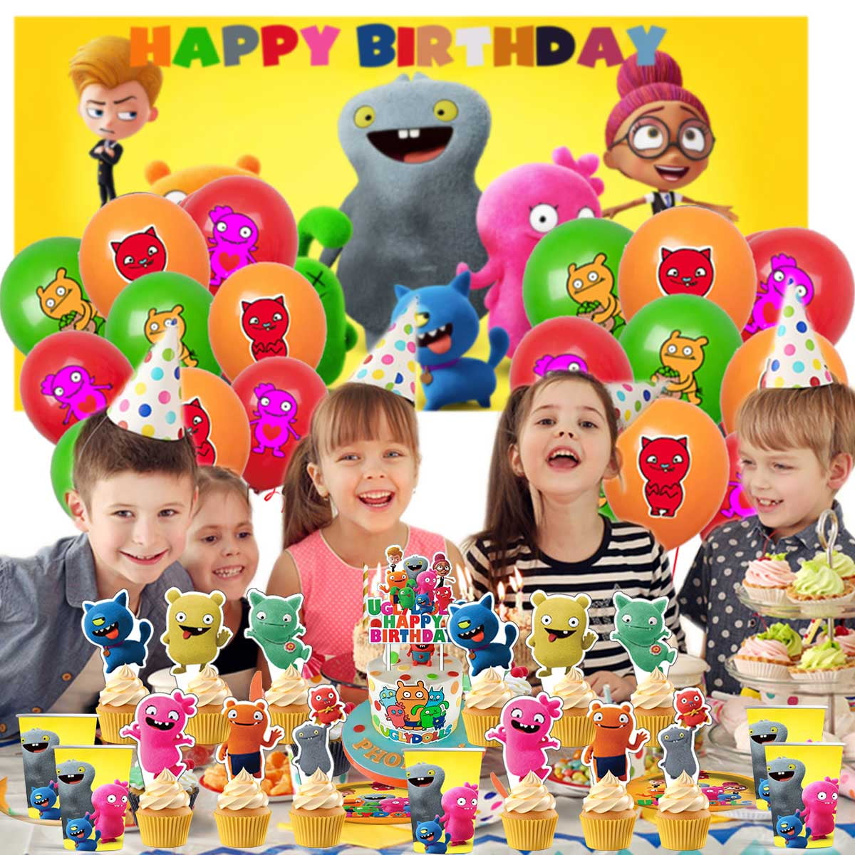 Ugly Doll Balloons Plates Party Supplies Decoration Birthday Cake Topper Decor Banner Backdrop Tableware