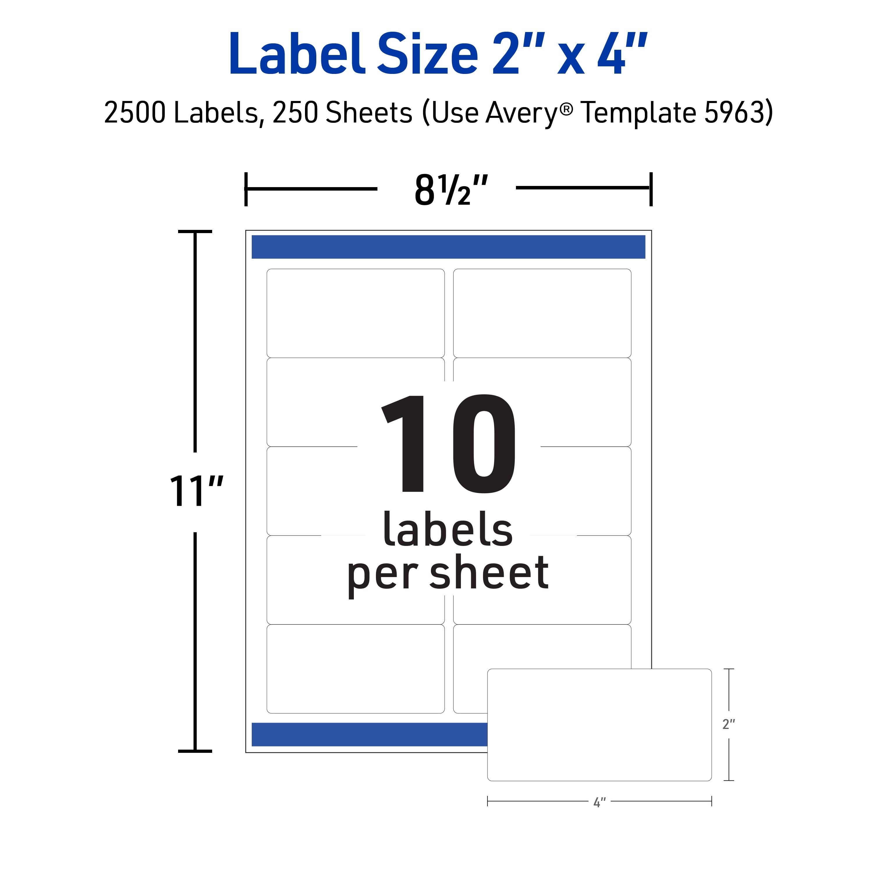 Avery Shipping Labels, 2" x 4", White, 2,500 Labels (5963)
