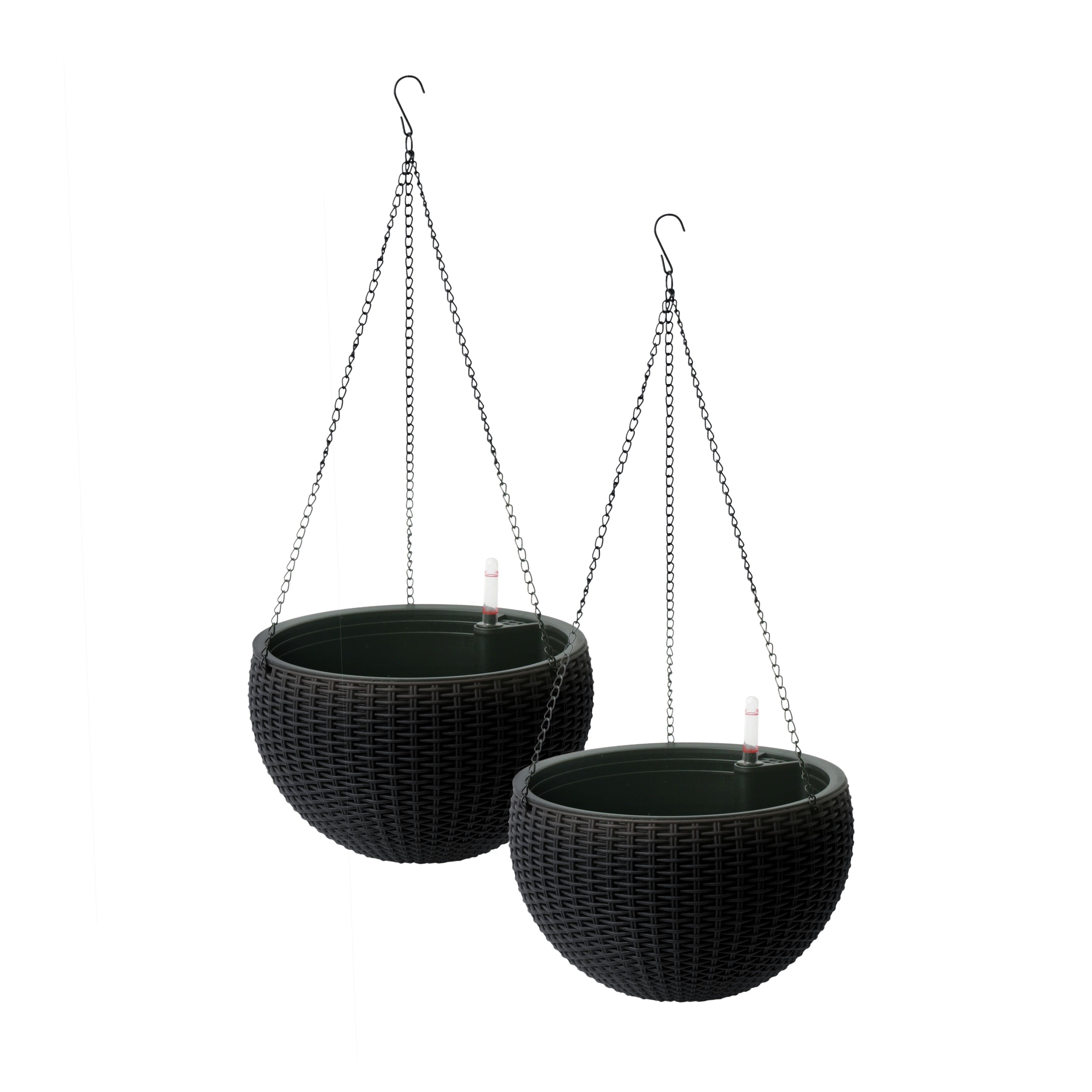 Modena 10" Wicker Hanging Basket, Black, 2 Pack