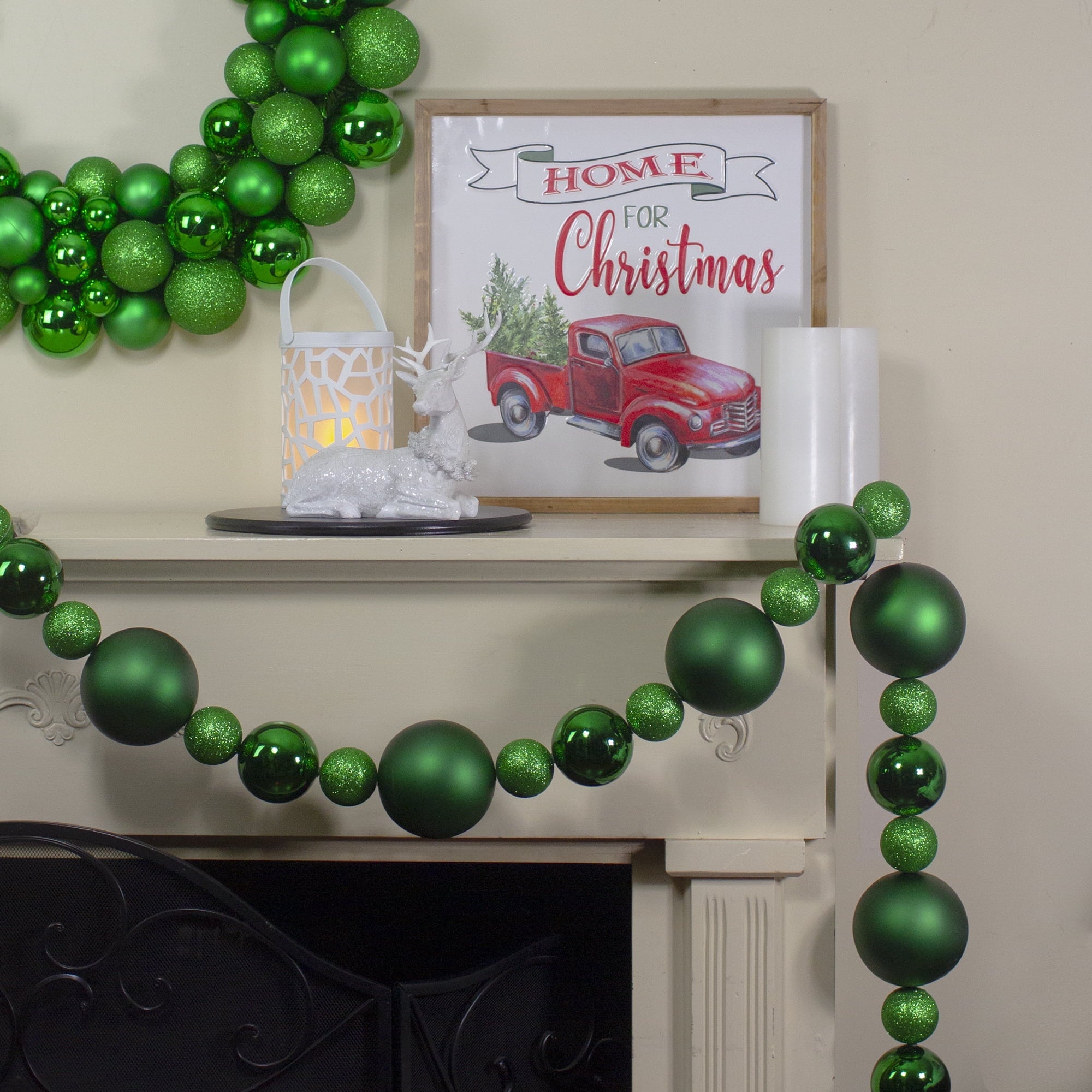 Northlight Shatterproof Ball Artificial Christmas Garland - 6' X 3.75" - Green - Unlit