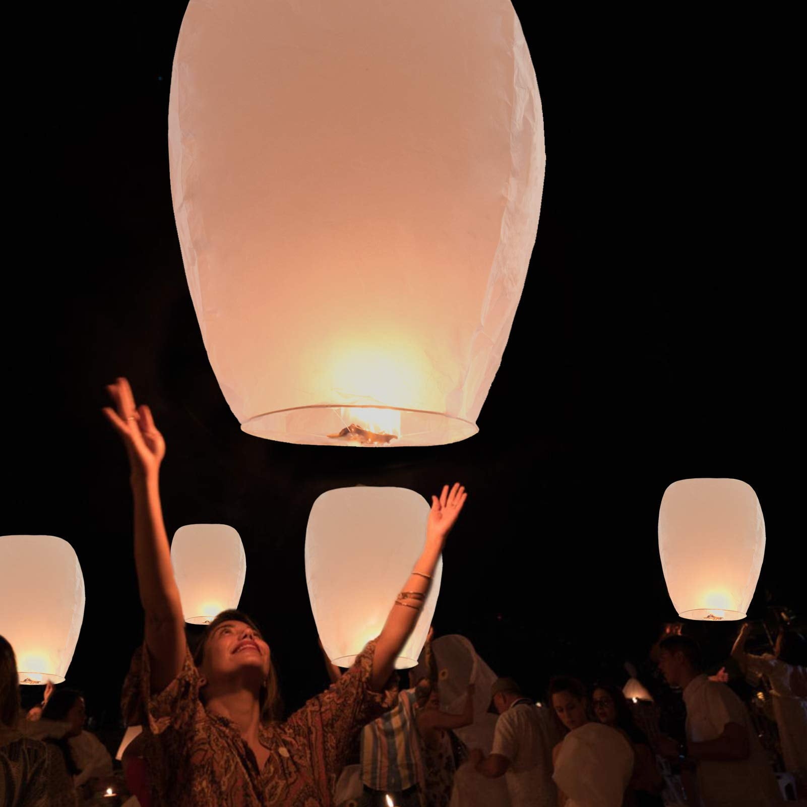 ZAP Chinese Paper Lanterns,20 Pack White Paper Wishing Lanterns for Weddings, Birthday Party, New Years, Festival(White)