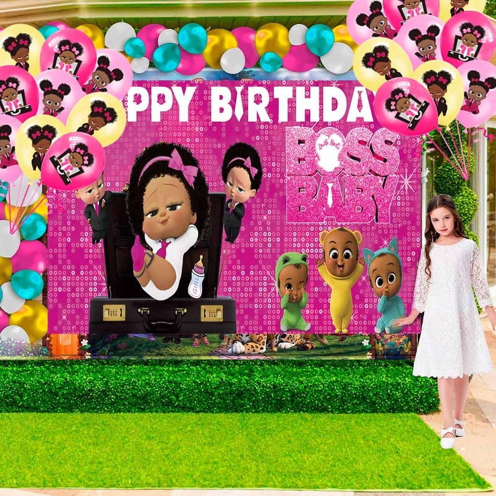Boss Baby Africa Girl Party Supplies Plates Decorations Birthday Cake Topper Banner Decor Backdrop Balloons