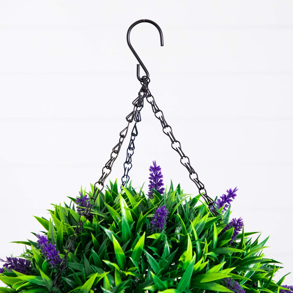 Nearly Natural 18in. UV Resistant Artificial Lavender Hanging Basket (Indoor/Outdoor)